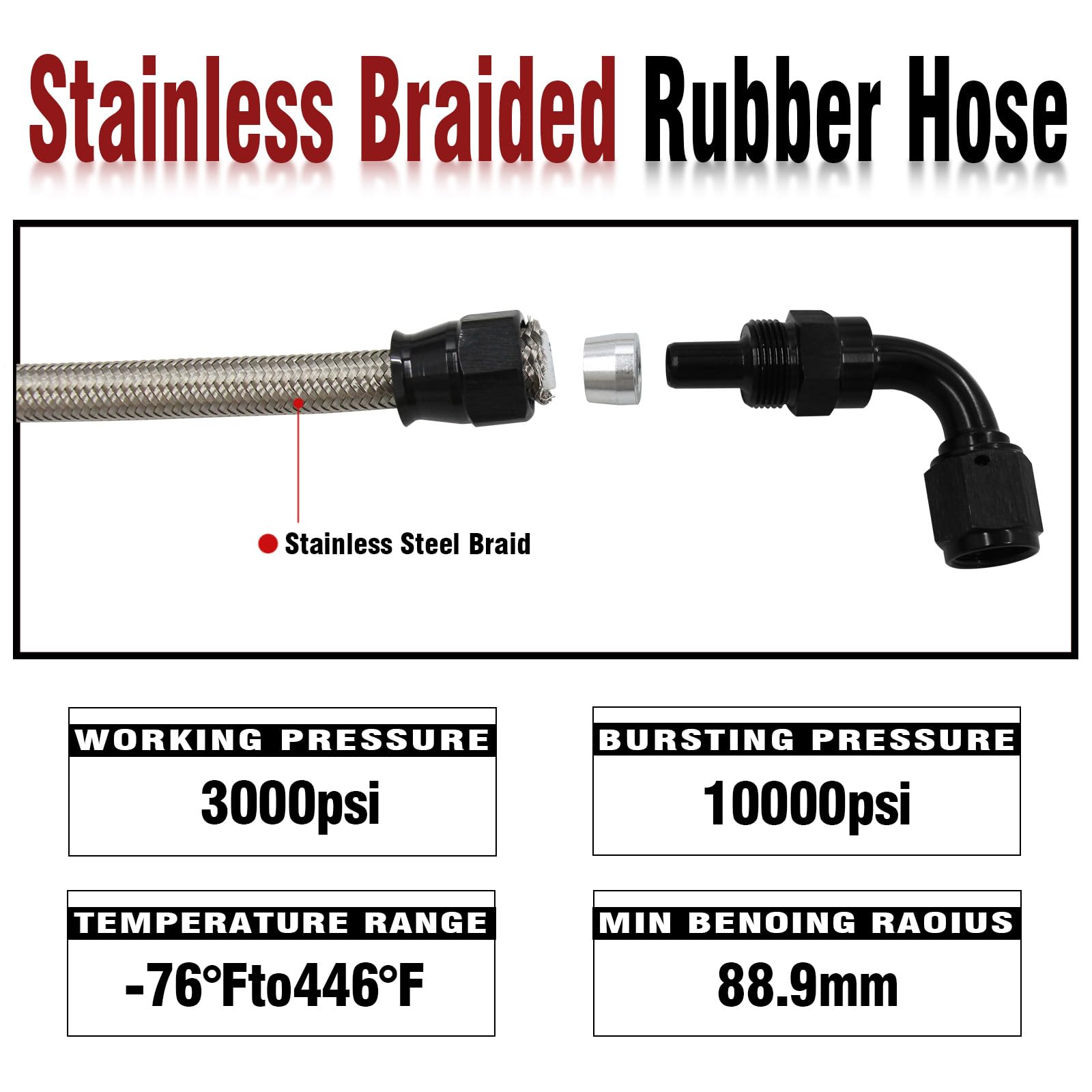 Universal AN6 Power Steering Hose Kit Compatible with Chevy C10 LS Swap Connects GM LS Swap Replace 1950-2000