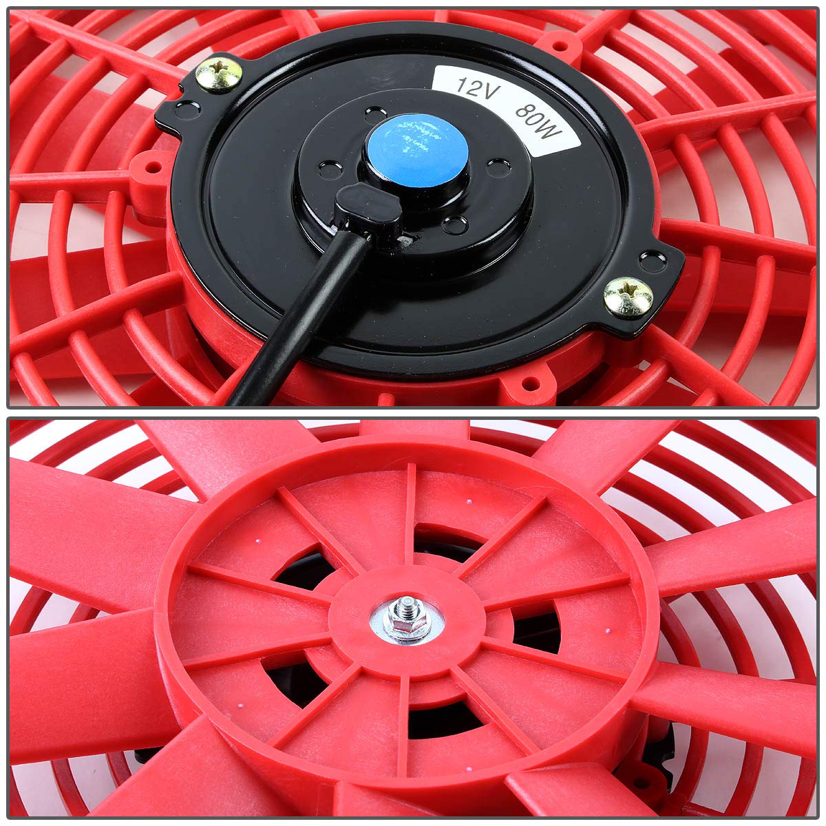 Dna Motoring 10 Inch High Performace Electric Cooling Slim Radiator Fan With Mount Kit, Red, 2Pcs, Raf-10-Rd+Fmk-X2