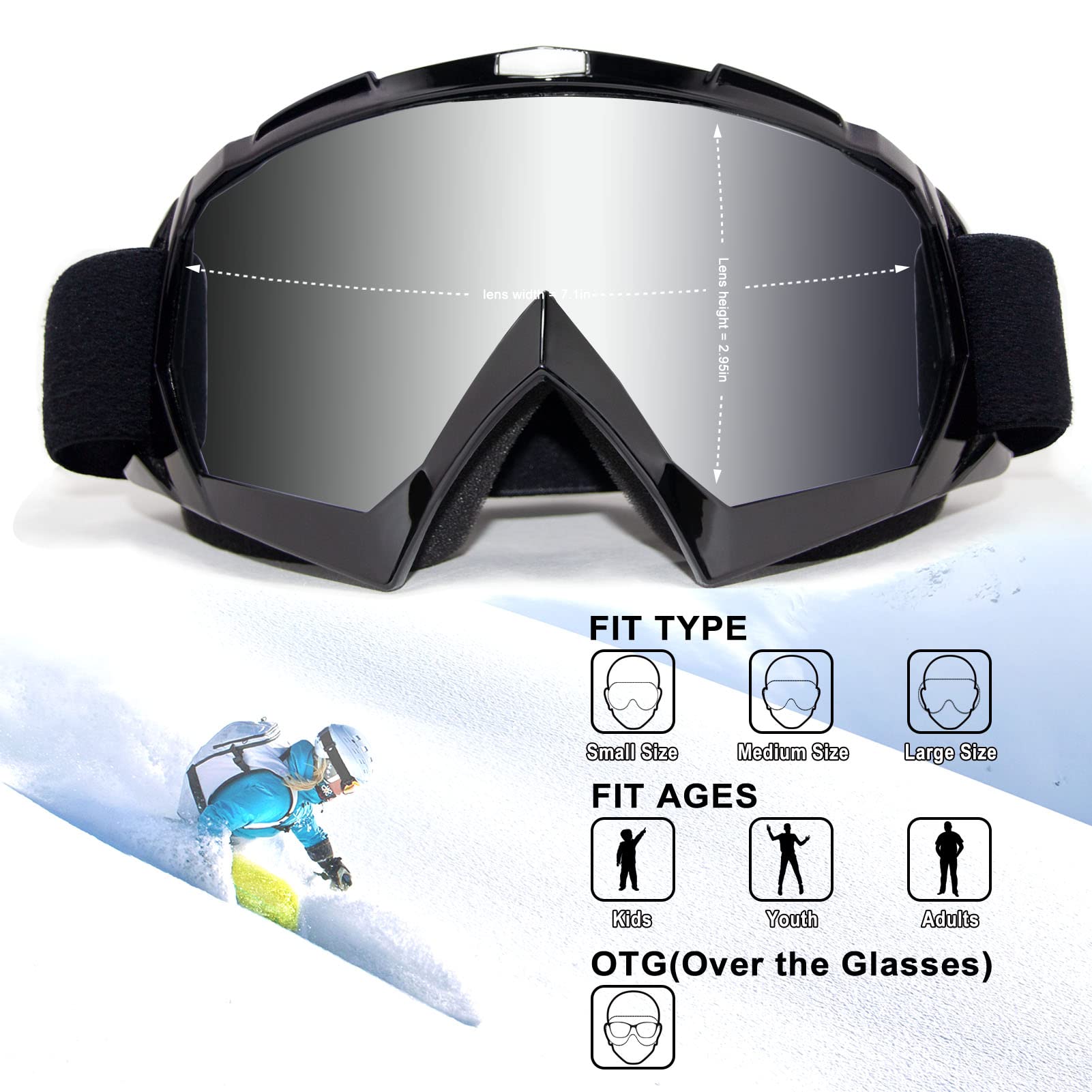 Zukmi Dirt Bike Goggles Atv Motocross Motorcycle Mx Off Road For Men Women Adult Youth Riding Racing