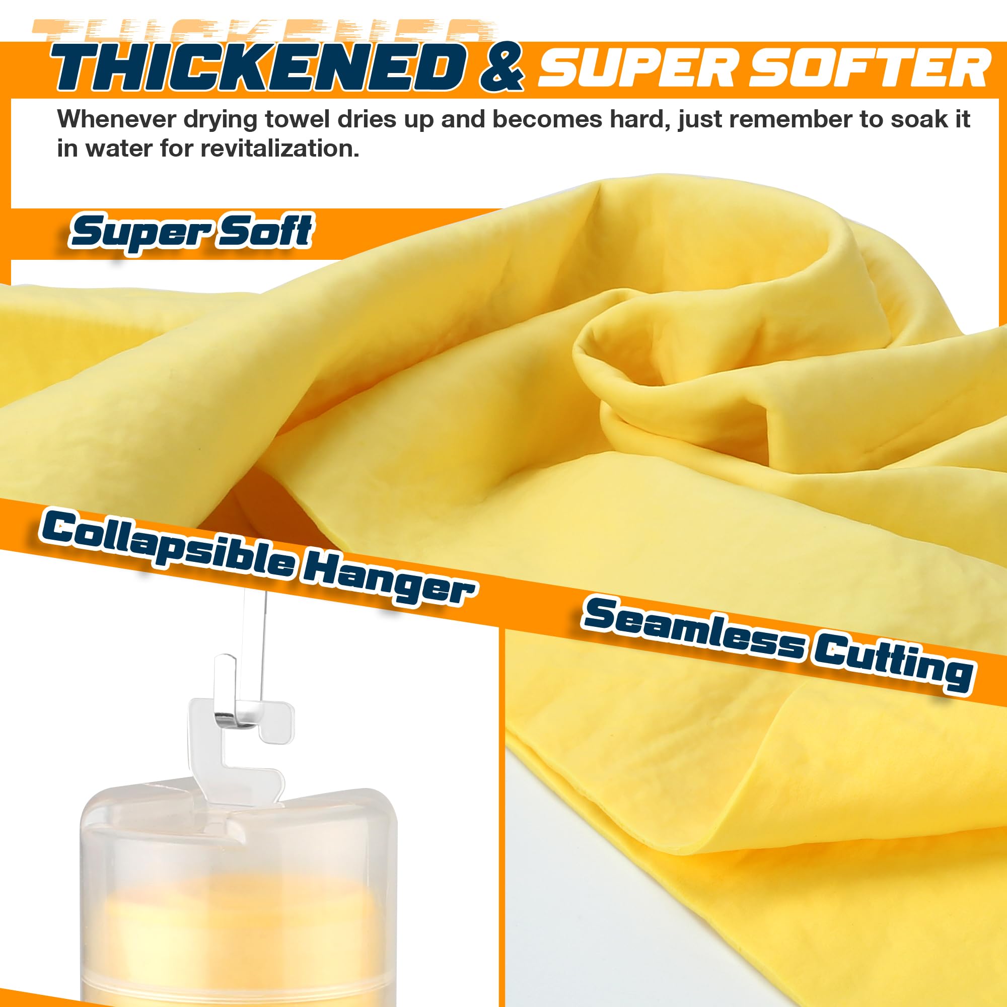 Idemeet Premium Absorbent Car Drying Towel, 2 Pack 26''X17'' Super Soft Shammy Towel For Vehicle, Reusable Chamois Cloth For Car