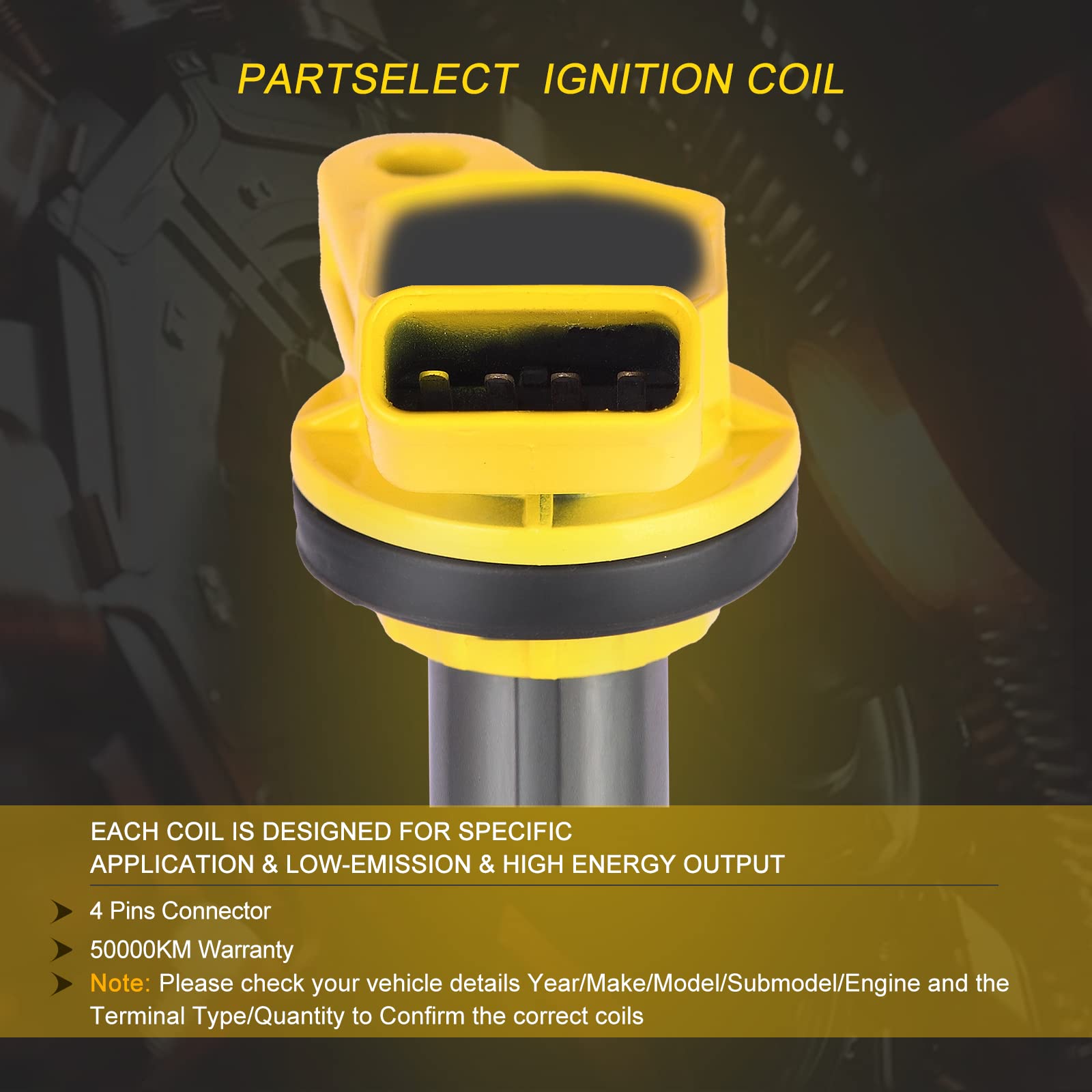 Partselect 4Pcs Ignition Coil Pack Uf596 Uf619 Replacement For Toyota Corolla 09-17, Matrix 09-14, Prius 10-15, For Lexus Ct200H