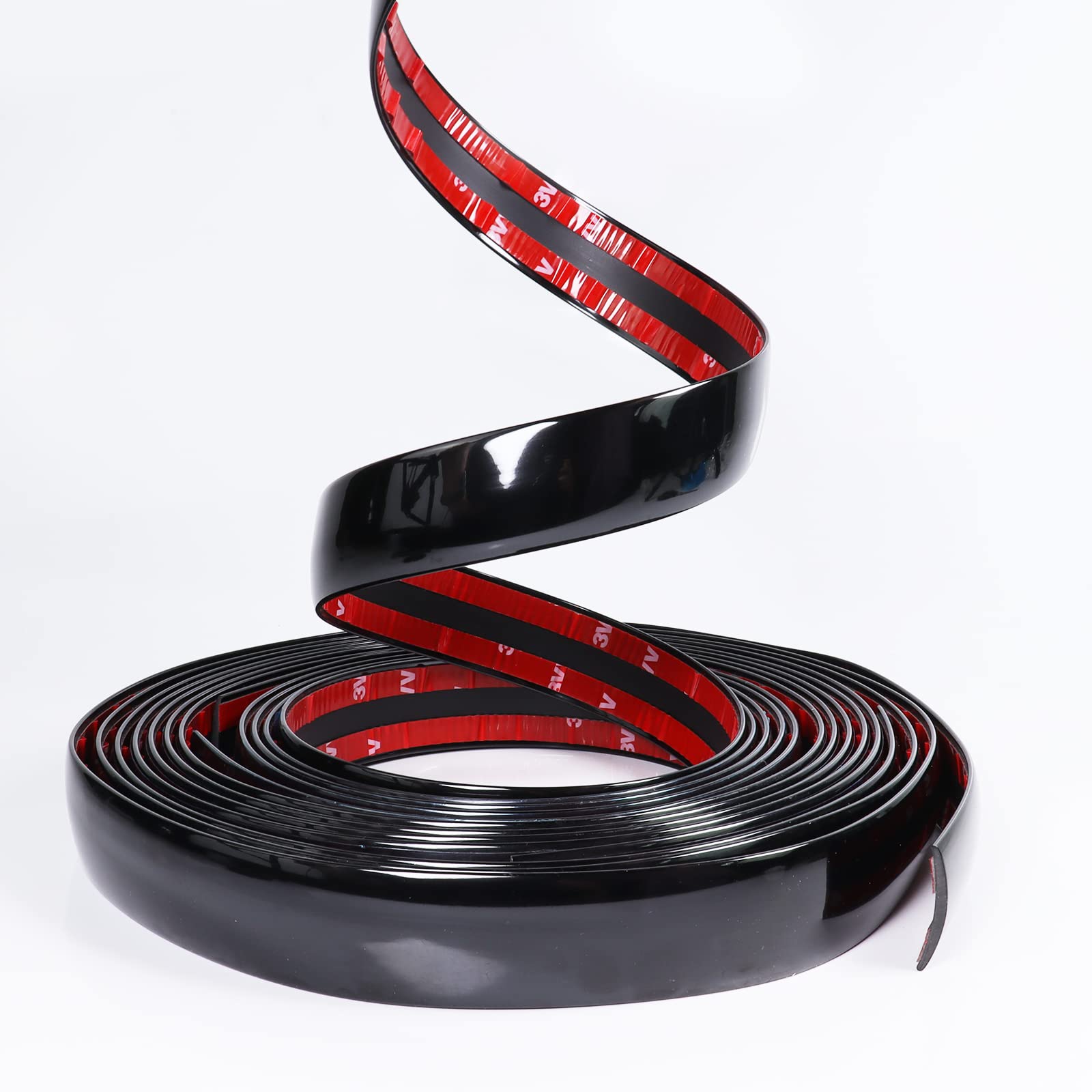 Car Elements 1In(25Mm) Automotive Trim Molding 25Ft Heavy-Duty Car Side Moldings(Self Adhesive) Uv Protected Scratch-Proof For All Vehicles Body Door Window Bumper -Glossy Black