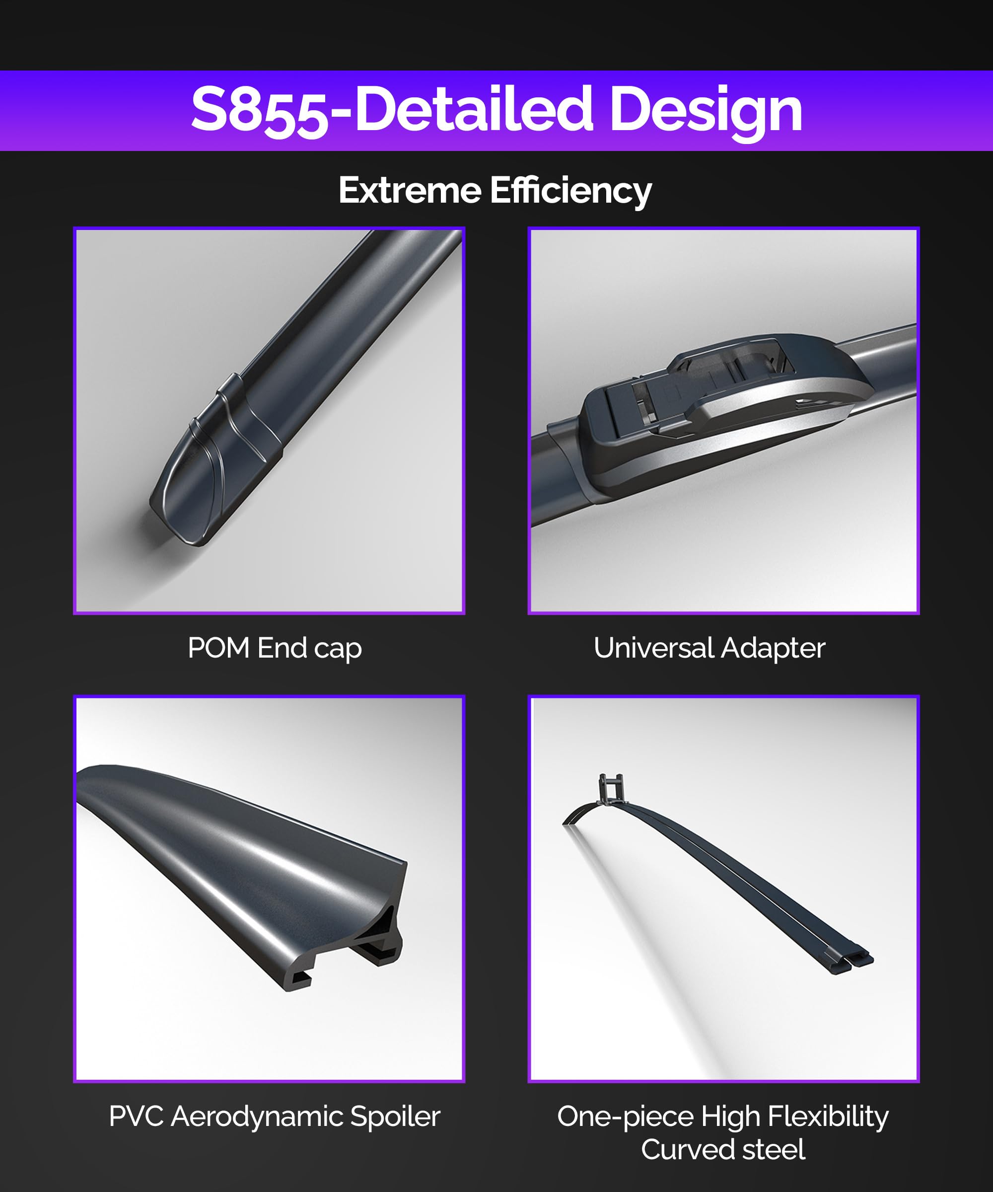 Racoona Oem Quality Premium All-Season Windshield Wiper Blades,Pack Of 2 Durable Stable And Quiet Windshield Wiper Blades,Automo