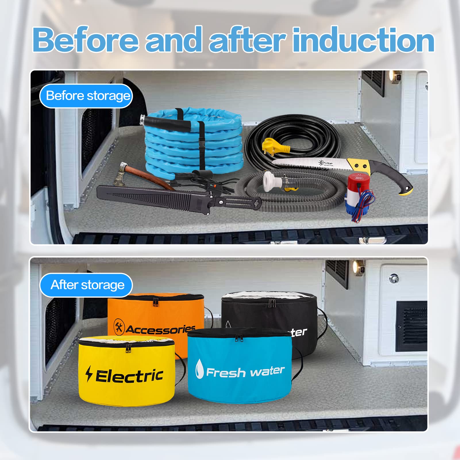 Gociean RV Sewer Hose Storage 4 Packs, Two-Way Zipper Closures and Visible Cover for RV Storage And Organization, Waterproof Acc