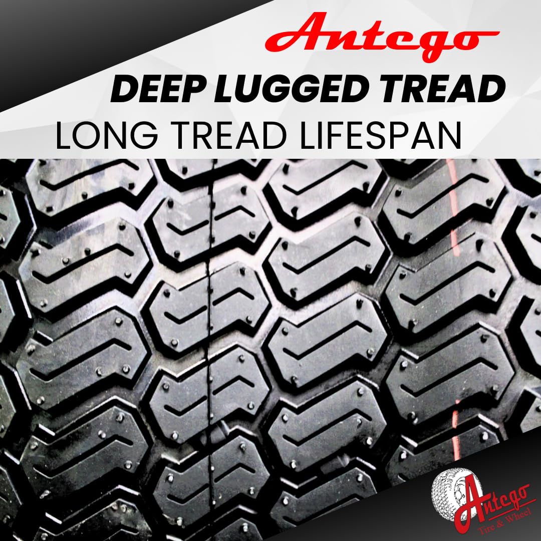 Antego Tire & Wheel 8 Matte Black Steel Golf Cart Wheels And 18X8.50-8 Turf 4 Ply Tires - Set Of 4