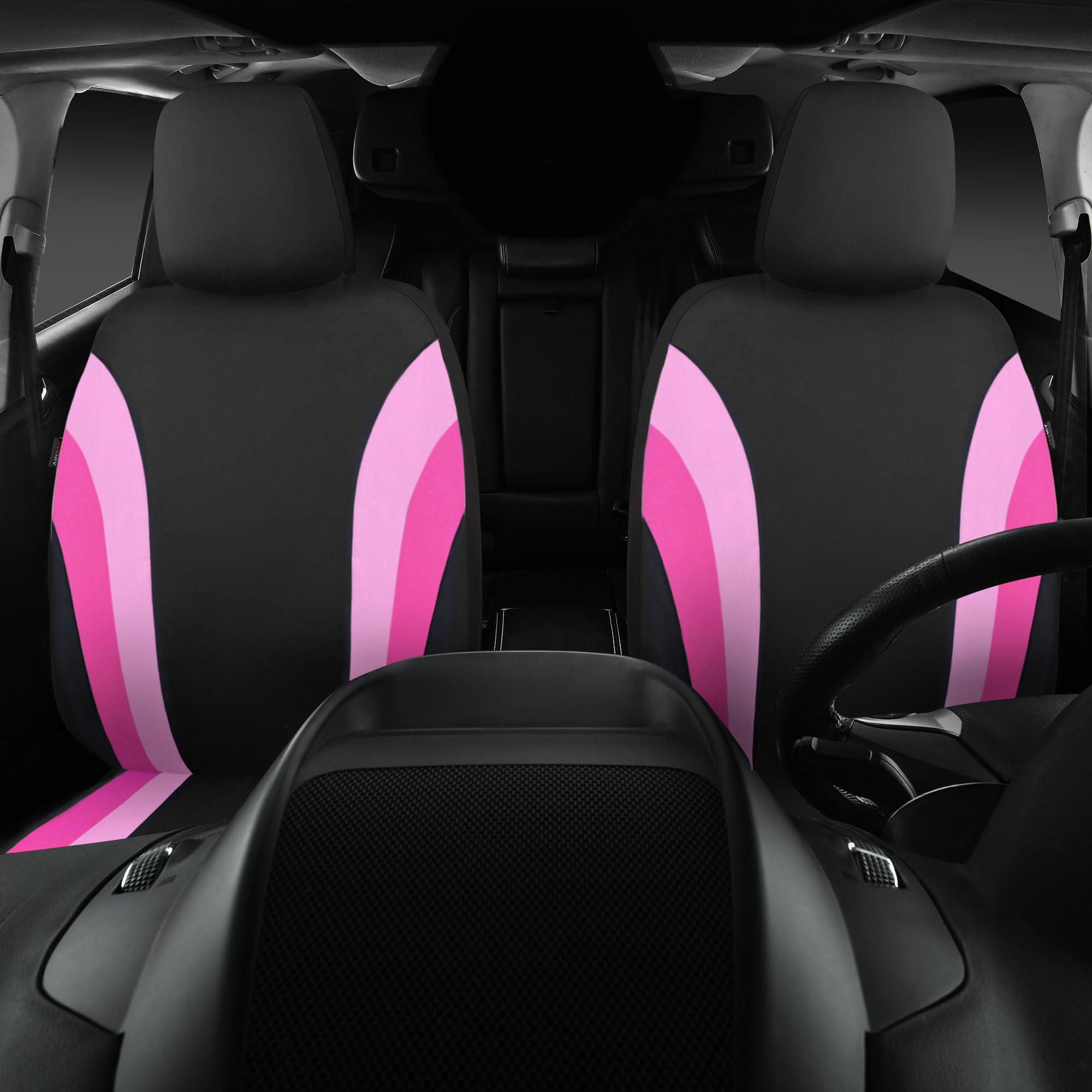 Car Pass Line Rider Sporty Front Seat Covers,Pink Car Seat Covers Two Front Seats Only For Cute Women Girl, Airbag Compatible,Un