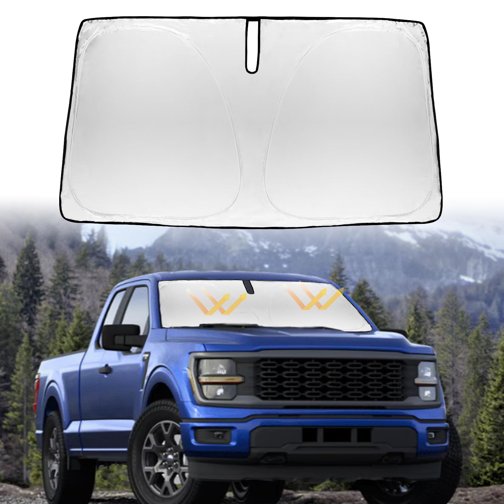 For F150 Sunshade Windshield Sun Shade For Ford F150 2015-2024 F250 F350 F450 Windshield Cover Super Crew Cab, Platinum, Xl Rapt