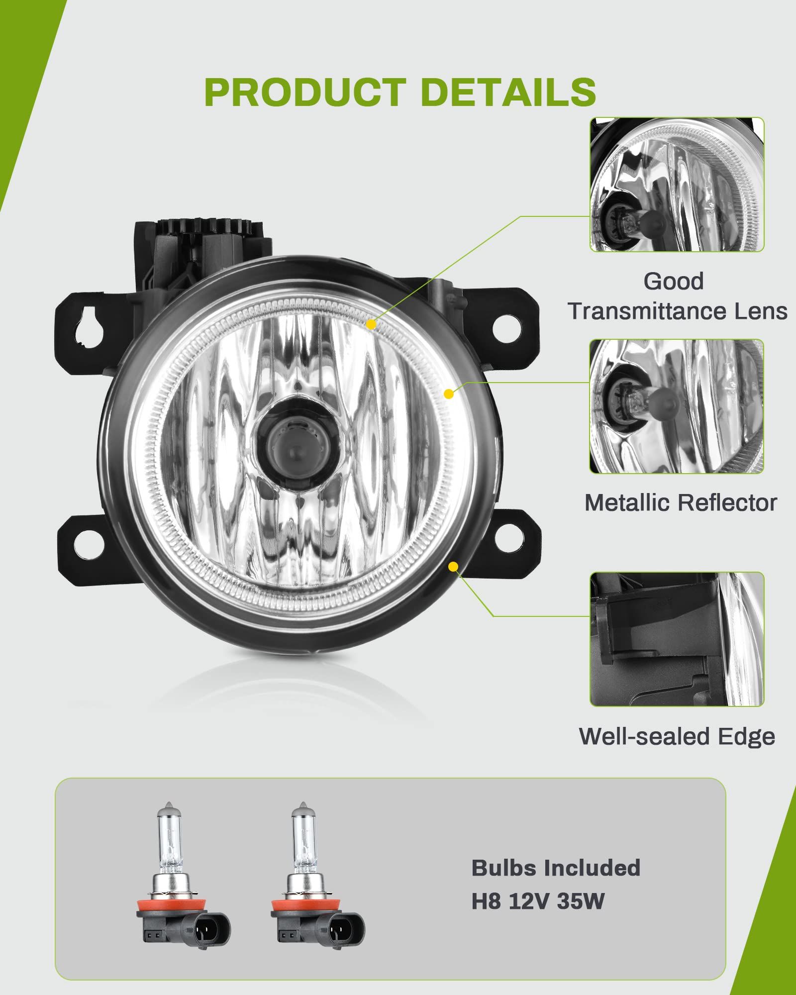 Autosaver88 Fog Lights Compatible With 2016 2018 2019 2020 2021 Civic / 2013 2014 2015 Accord / 15 16 17 18 19 20 Fit / 2019 202