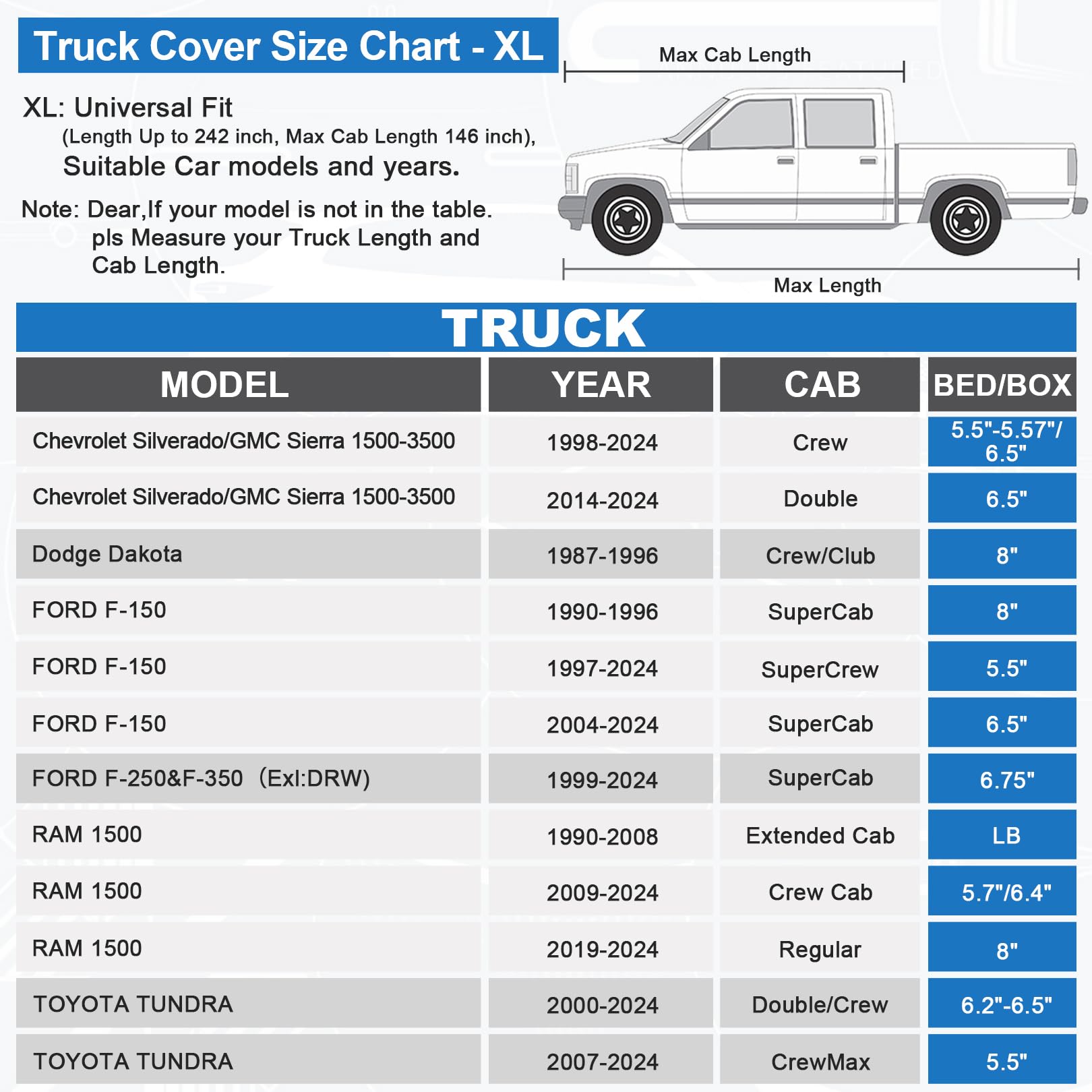 Sailnovo Truck Car Cover Waterproof All Weather, 7 Layers Heavy Duty Outdoor Full Car Cover, Snowproof Rainproof Windproof Sun U