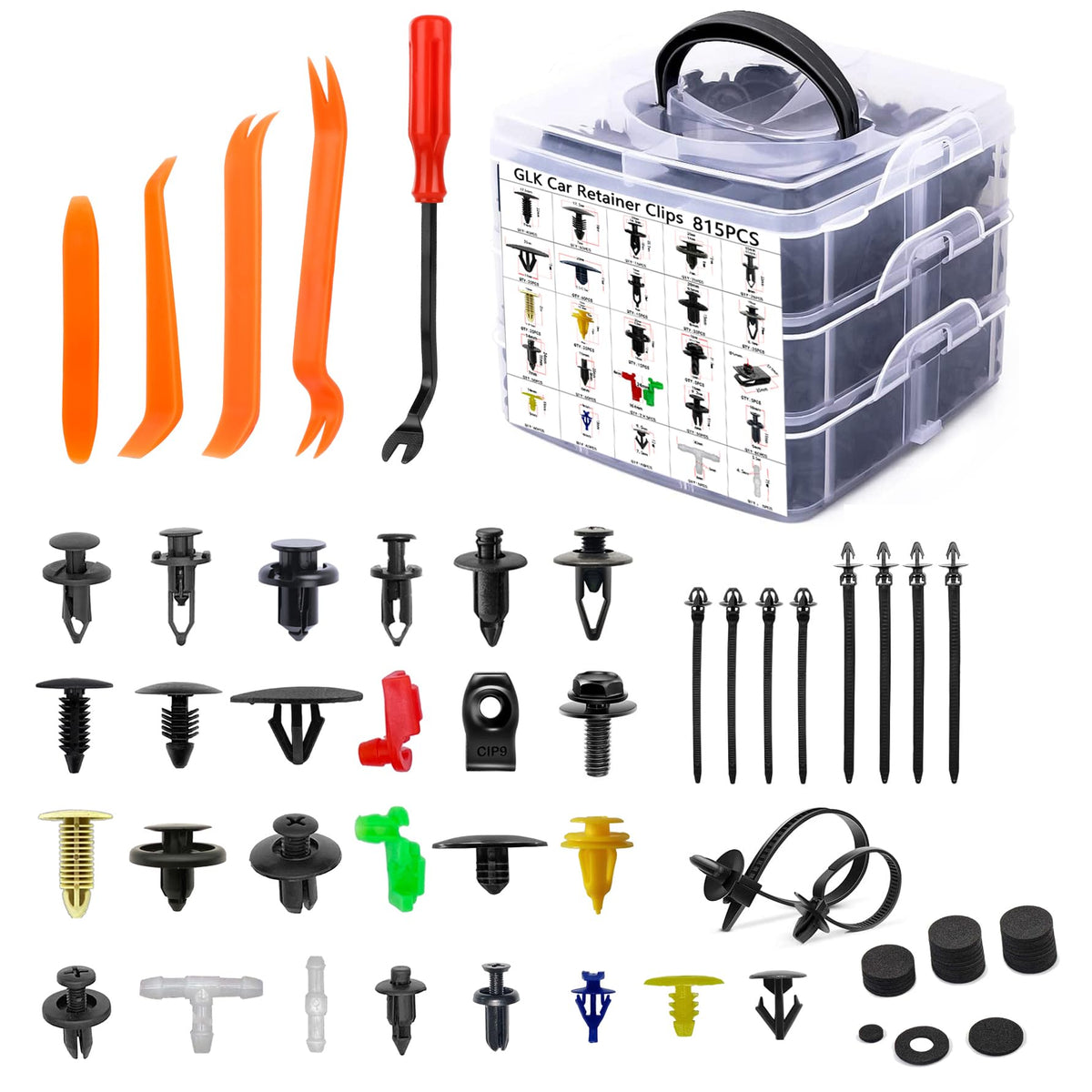 860Pcs Car Retainer Bumper Clips and Fastener Remover Kit 25 Sizes Auto Push Pin Rivets Door Trim Panel Clips for GM Ford Toyota