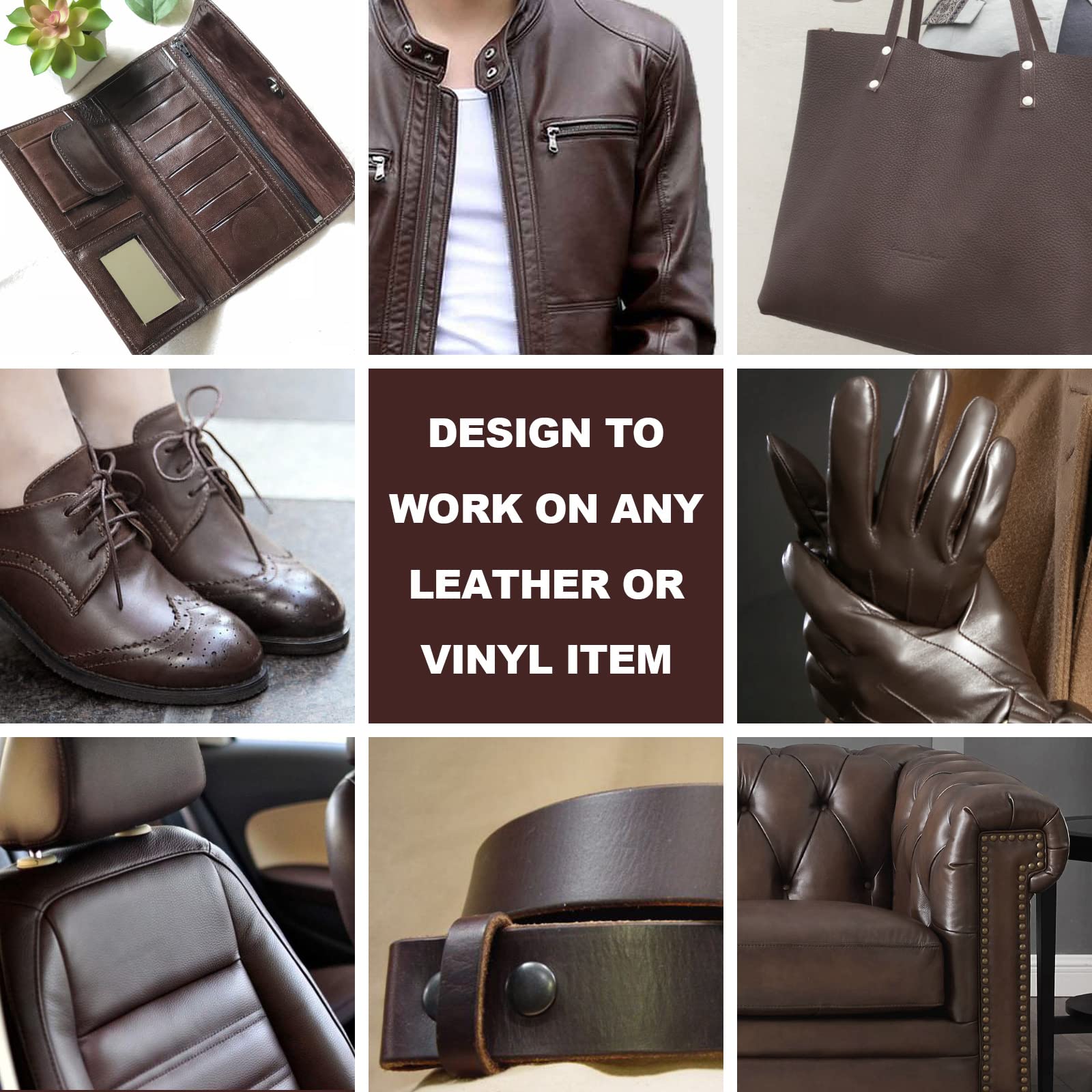 STARTSO WORLD Dark Brown Leather Recoloring Balm & Conditioner with Mink Oil - Repair Kit for Couches, Car Seats, Shoes & Vinyl