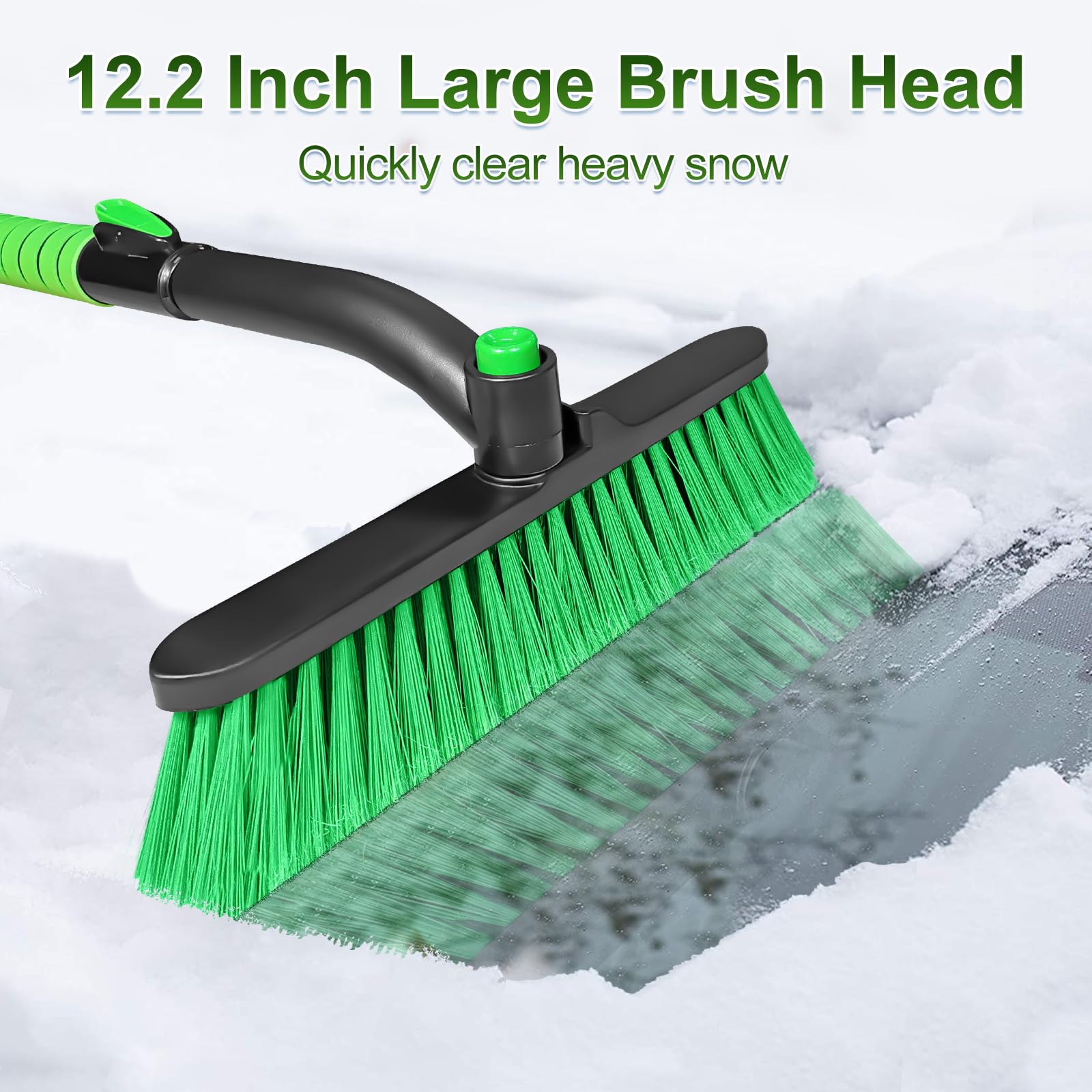 SEAAES 44 Inch Ice Scraper and Snow Brush for Car Windshield, Extendable Snow Removal Brush with Foam Grip for Truck SUV Vehicle