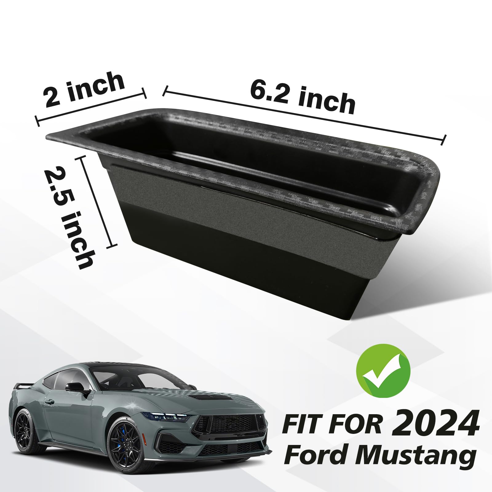 Muslogy for 2024 Mustang Door Handle Storage Box 2PCS Door Pocket Insert Organizer Interior Accessories Armrest Phone Container