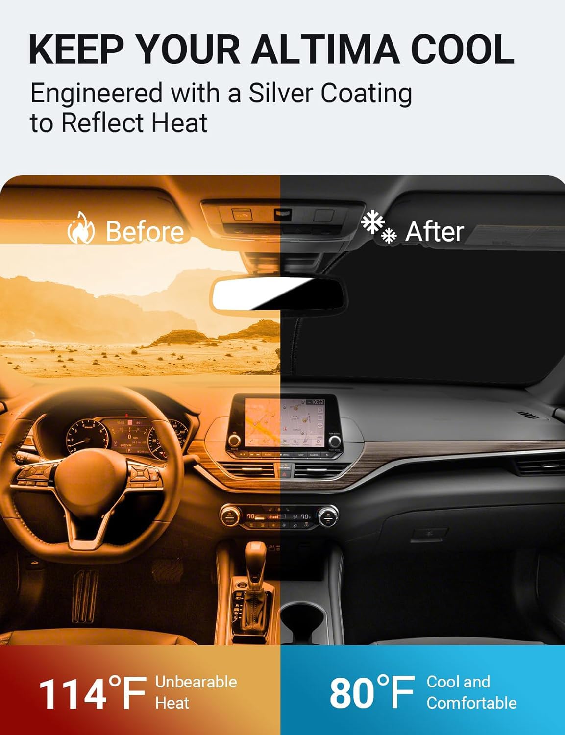 Proadsy Front Windshield Sunshade Foldable Shade Sun Visor Protector Custom Fit 2019-2024 2025 Nissan Altima Sedan Accessories 2025 Upgrade