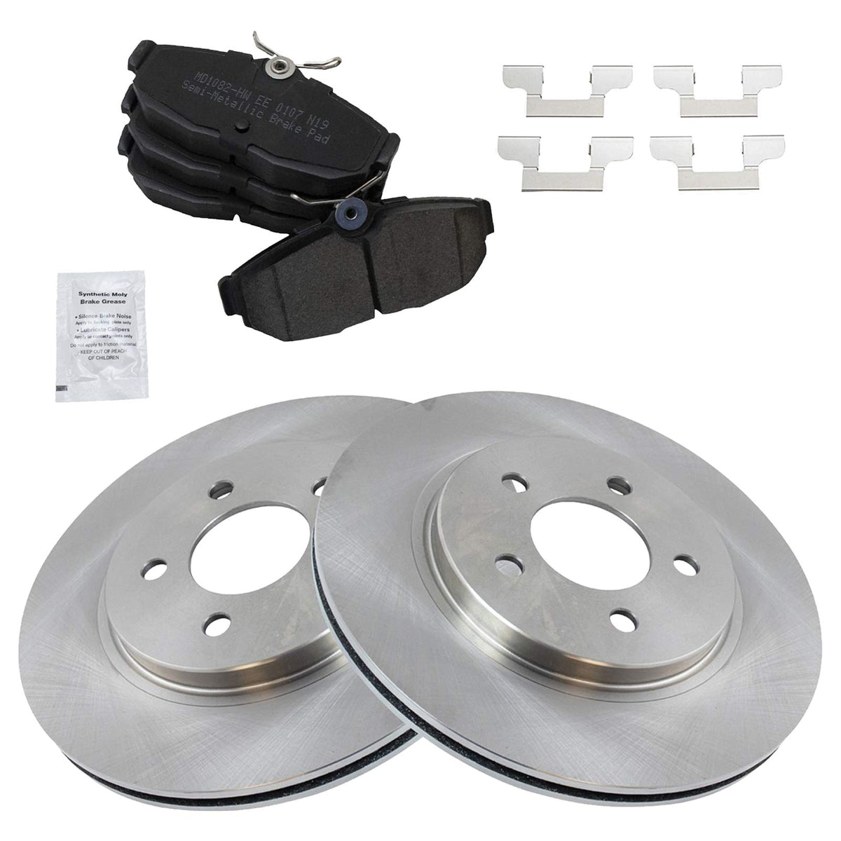 Trq Rear Brake Pad & Rotor Kit Brake Pads Brake Rotor Semi-Metallic Compatible With 2005-2014 Ford Mustang