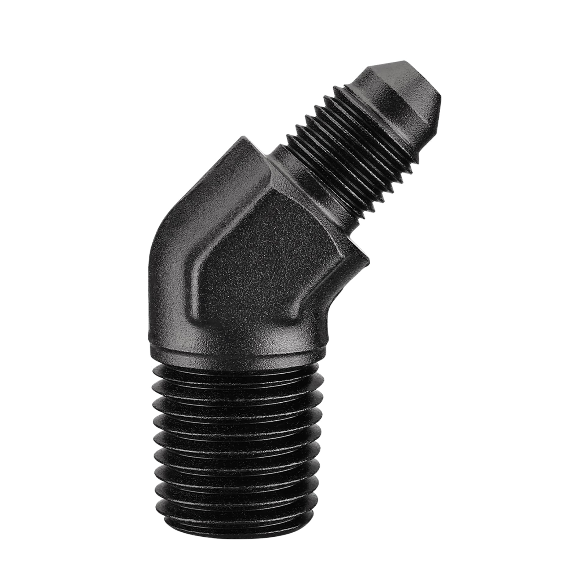 Evil Energy 3An Male Flare To 1/4'' Npt Pipe 45 Degree Fitting Adapter Aluminum Black