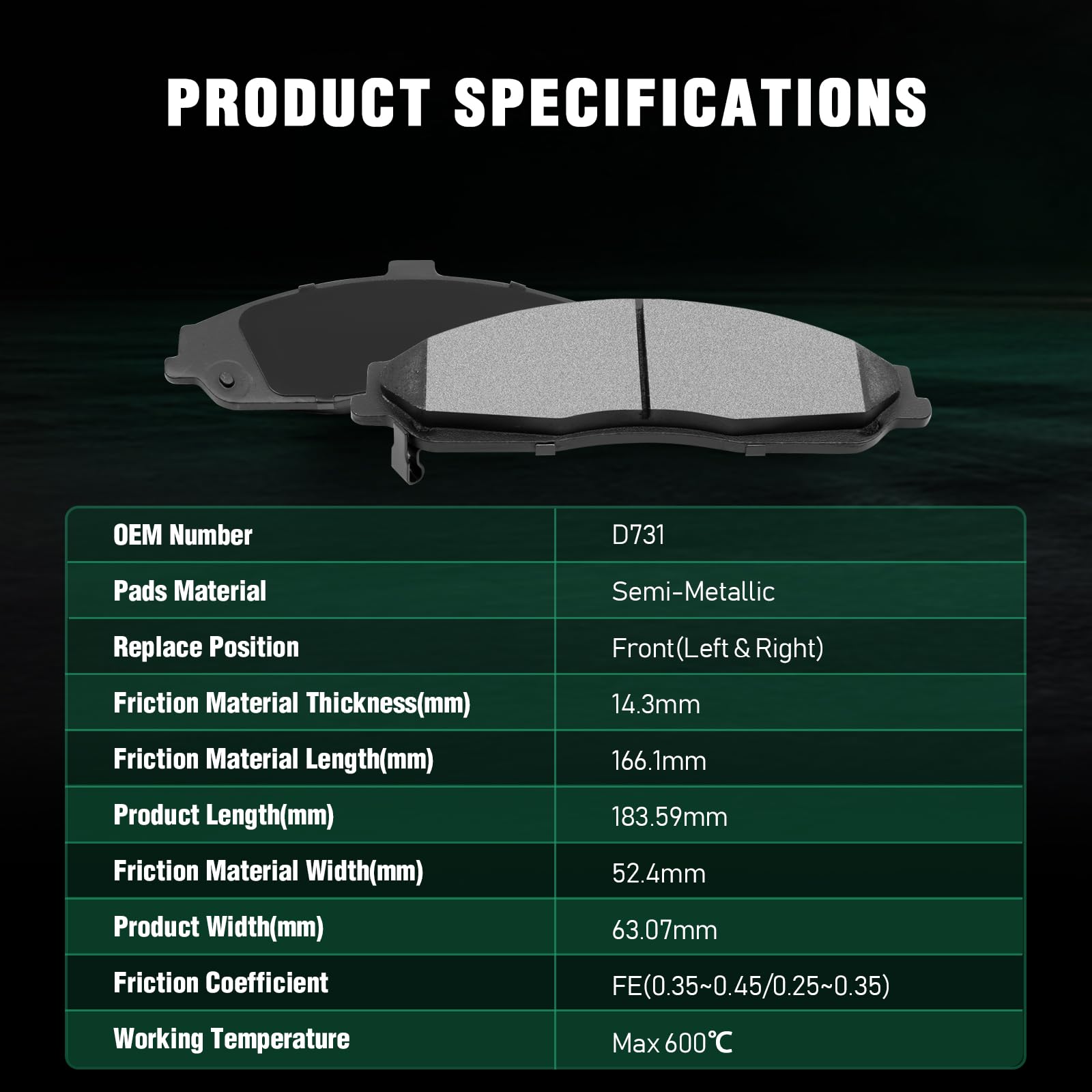 Automuto D731 & D732 Ceramic Brake Pads Kits, Front Rear Brake Pads Set Fit For 2004-2009 For Cadillac Xlr,1997-2013 For Chevrol
