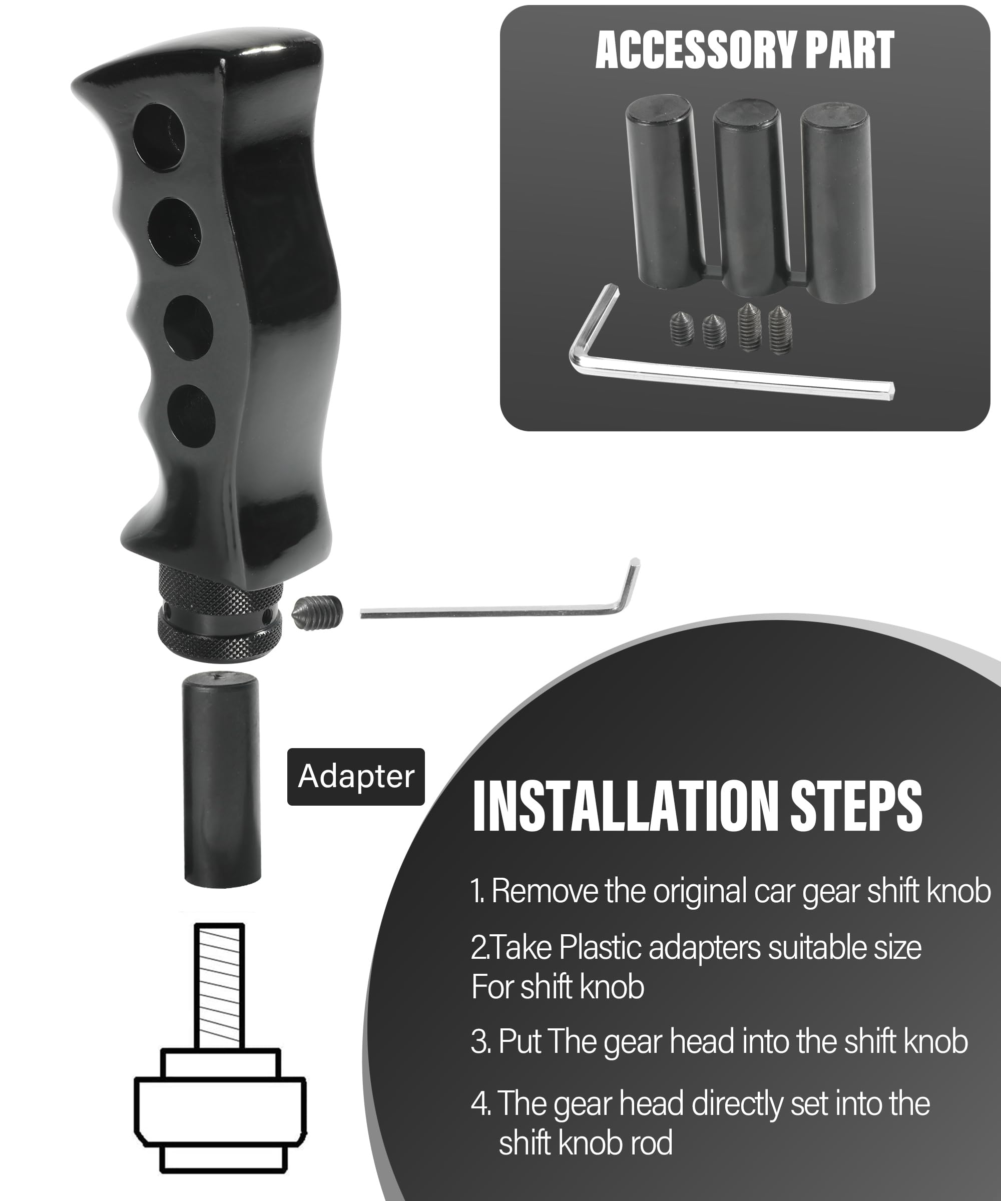 Qziulr Zlirfy Shift Knob,Automatic Shift Knob,Car Gear Shift Knob,Car Accessories,Car Grip Knife Handle Gear With Screws And Spanner,Gear Lever Shift Knob Replacement For Manual Vehicle (Black)