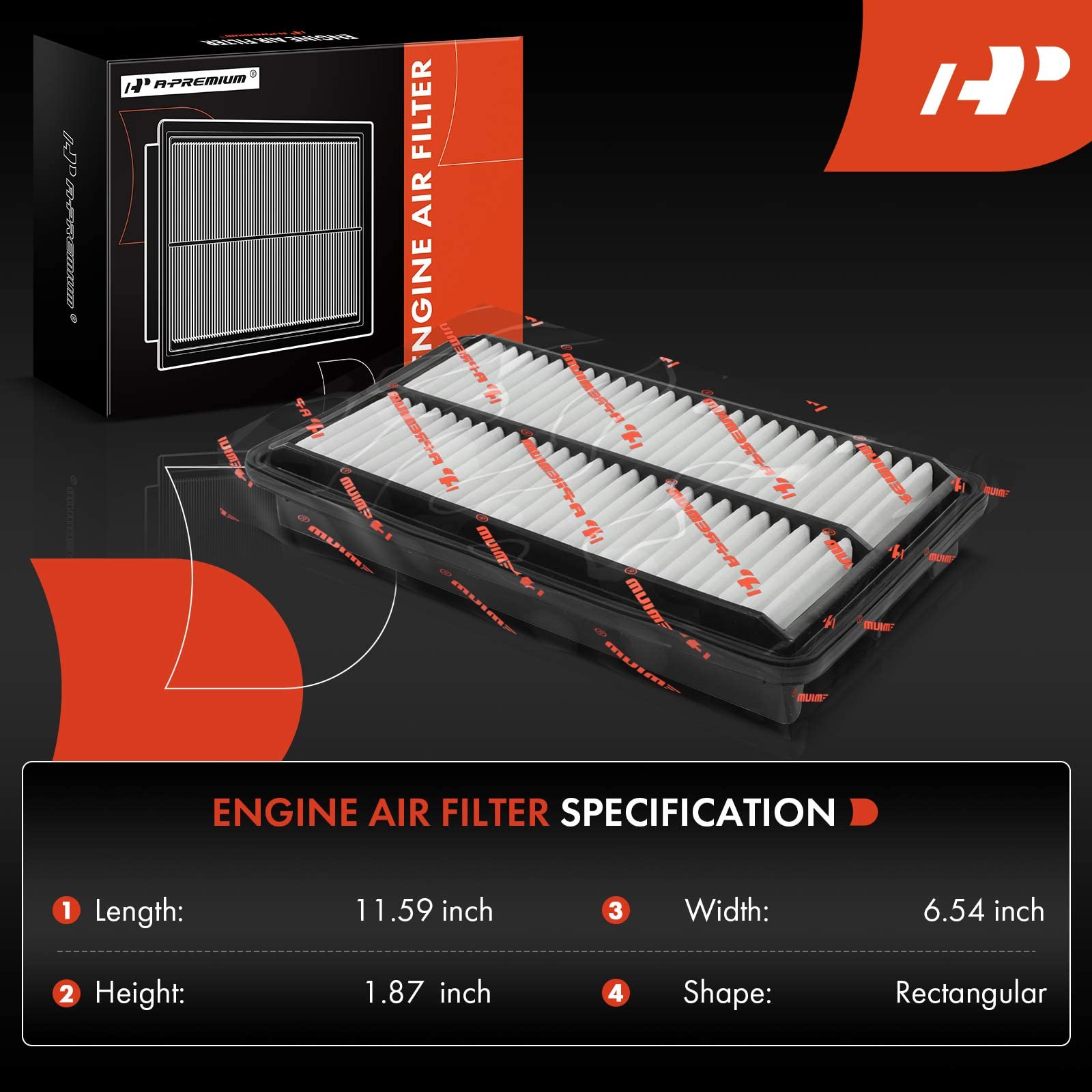 A-Premium Engine Air Filter Compatible With Acura & Honda Models - Mdx (2016-2020), Tlx 2.0L (2021-2023), Odyssey (2018-2023), Passport (2019-2023), Pilot (2016-2023), Ridgeline (2017-2023), Pack Of 1