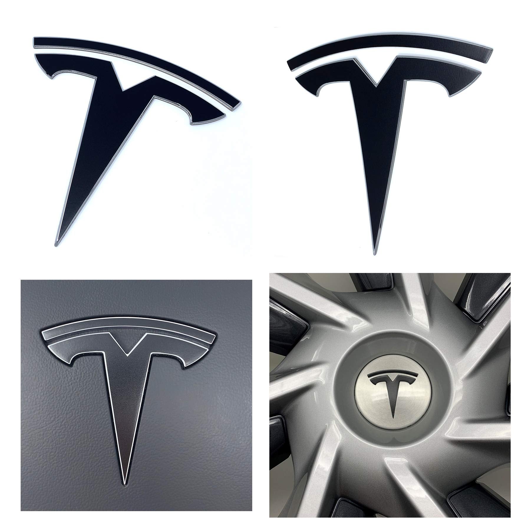 Logo Decal Wrap For Tesla Model Y, 11-Pc Set (Satin Black)