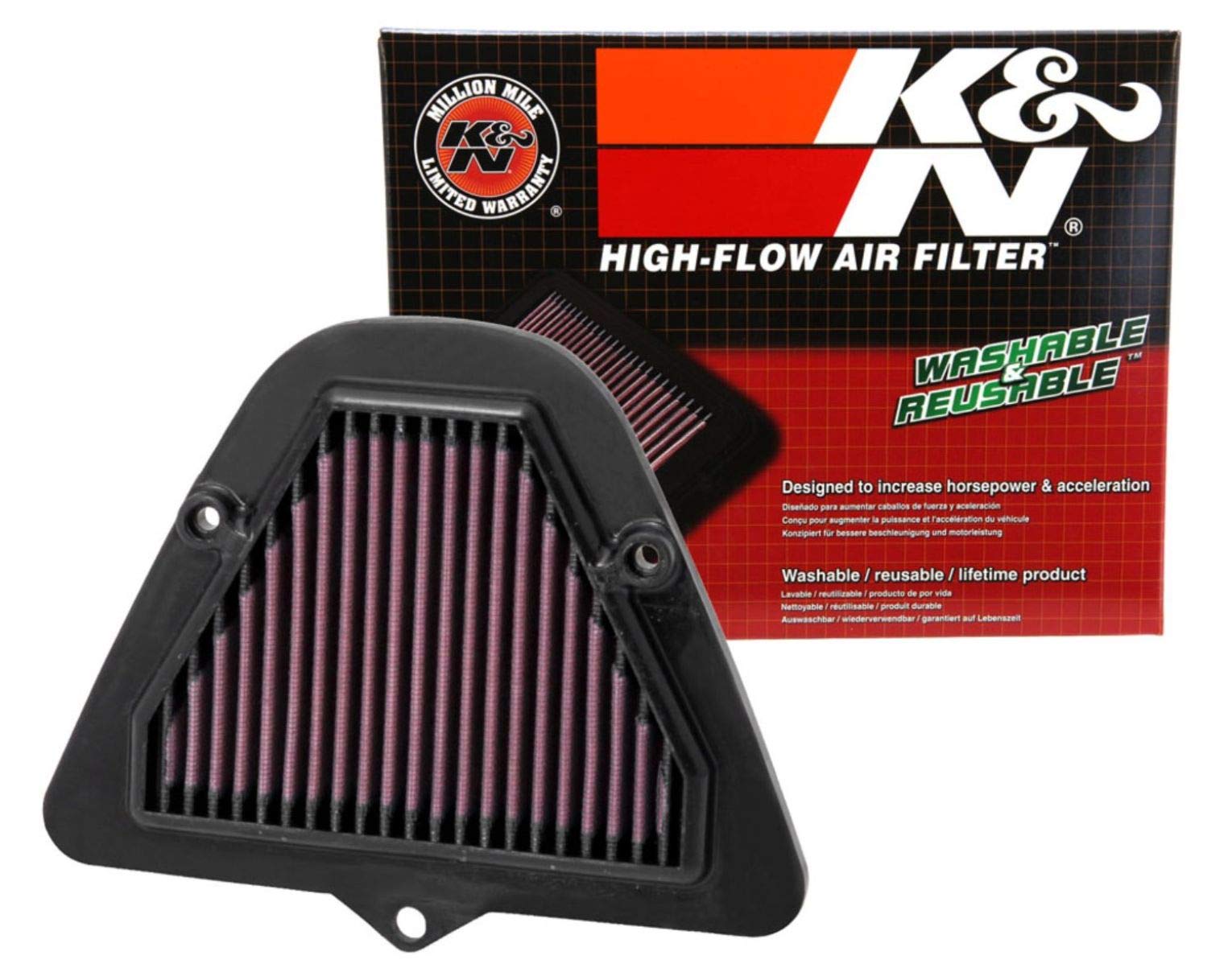 K&N High-Flow Original Lifetime Engine Air Filter: Increase Power & Accerlation, Washable, Premium: Compatible With 2009-2025 Ka