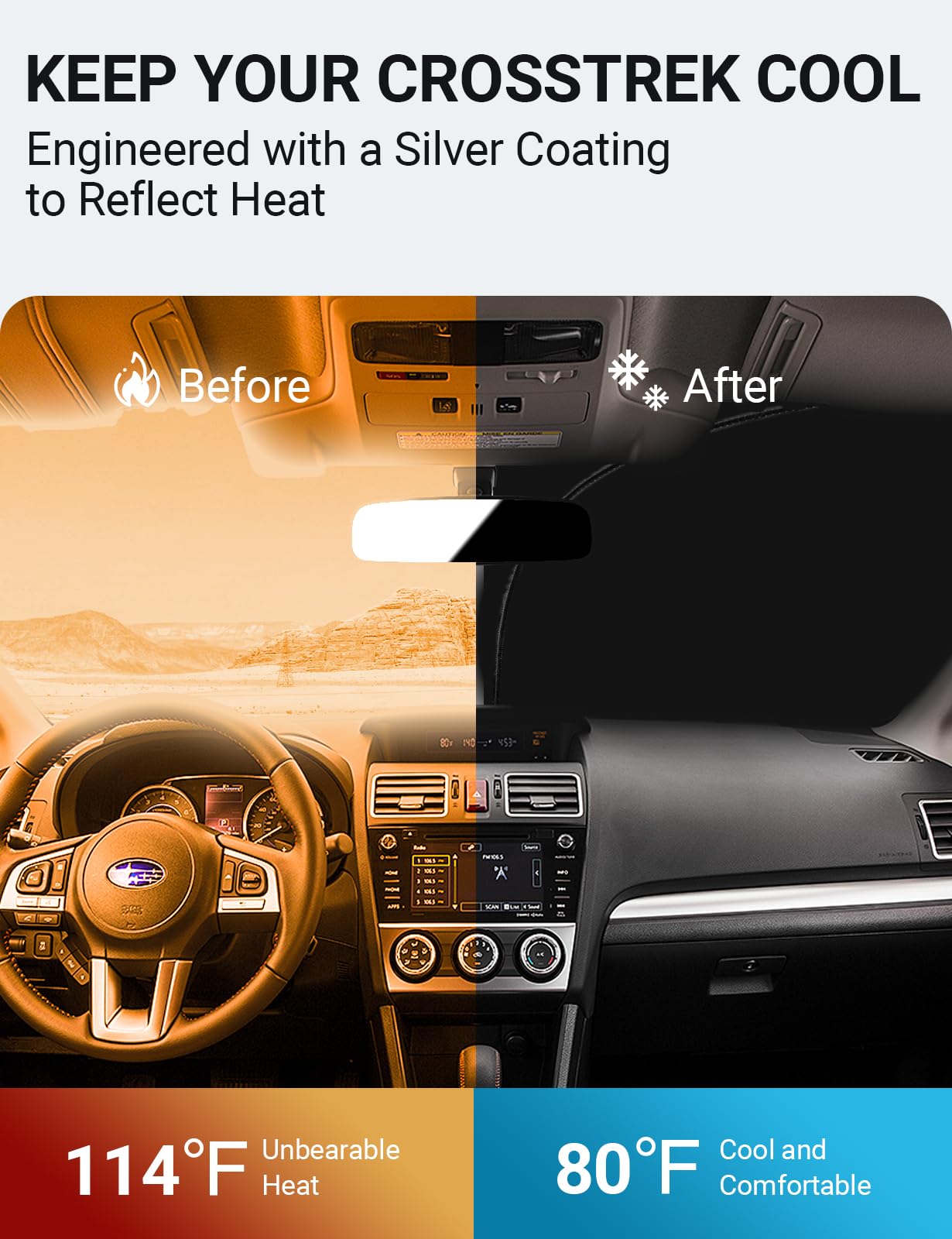 Proadsy 2024 Upgrade Front Windshield Sun Shade Foldable Sunshade Protector Sun Visor Custom Fit 2012-2017 Subaru Crosstrek, 2.0I Premium Limited Wagon Accessories