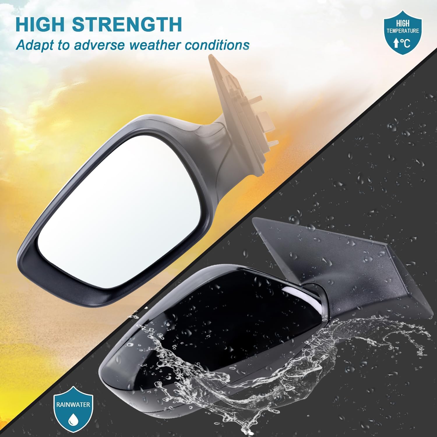 Left Driver Side Mirror Compatible With 2011 2012 2013 Hyundai Elantra With Manual folding Power Glass Heated Black Replace#HY13