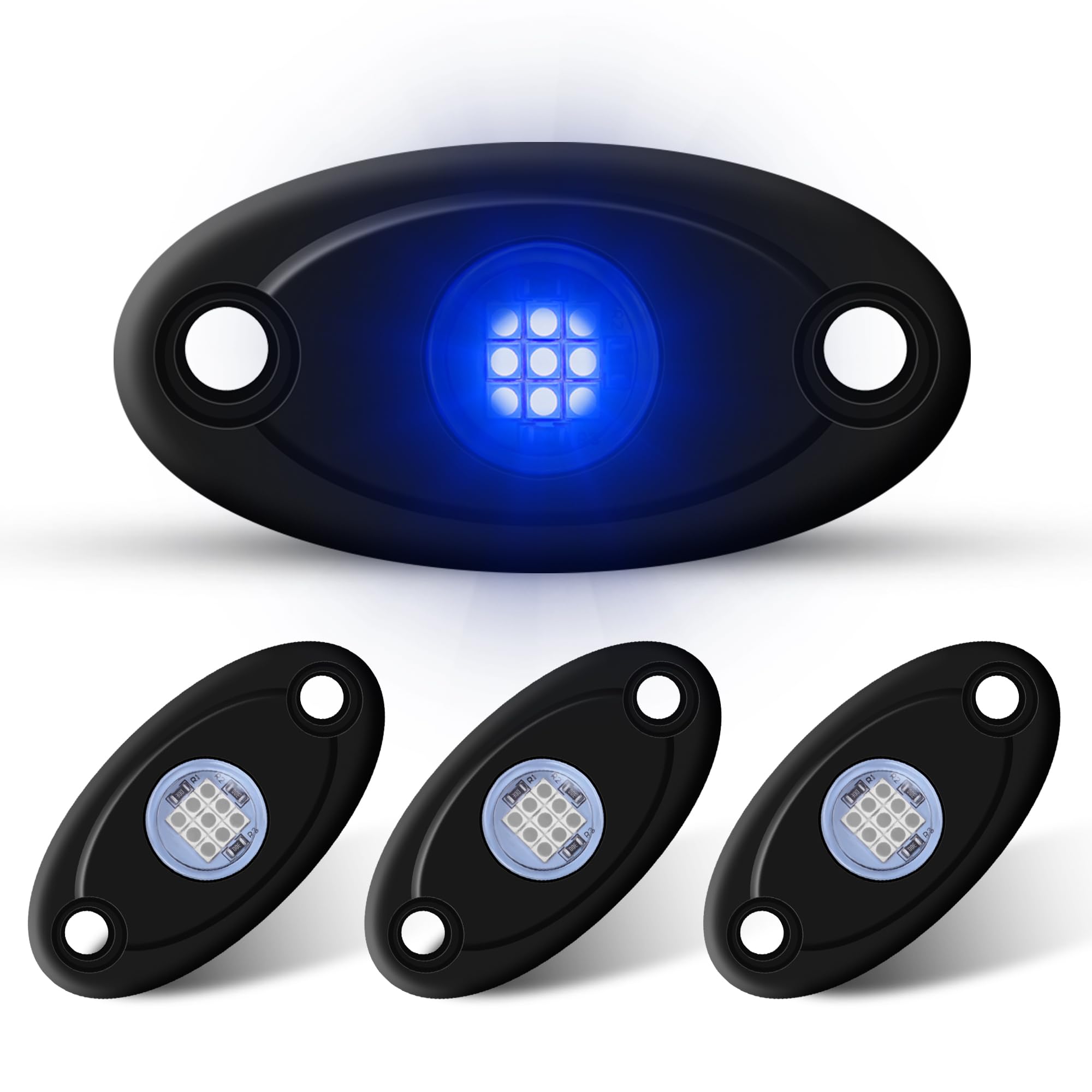 Ly8 4Pods Led Rock Lights Blue Neon Underglow Lighting For Car Trucks Atv Utv Suv Boat Underbody Glow Trail Rig Light (Blue)