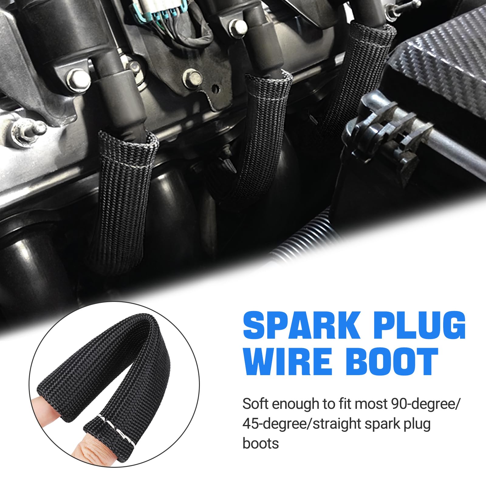 Shinehome Spark Plug Wire Heat Shield Sleeve 2500 Spark Plug Boot Protector Wire Boots Wrap For Sbc Bbc 350 454 8Pcs Spark Plug