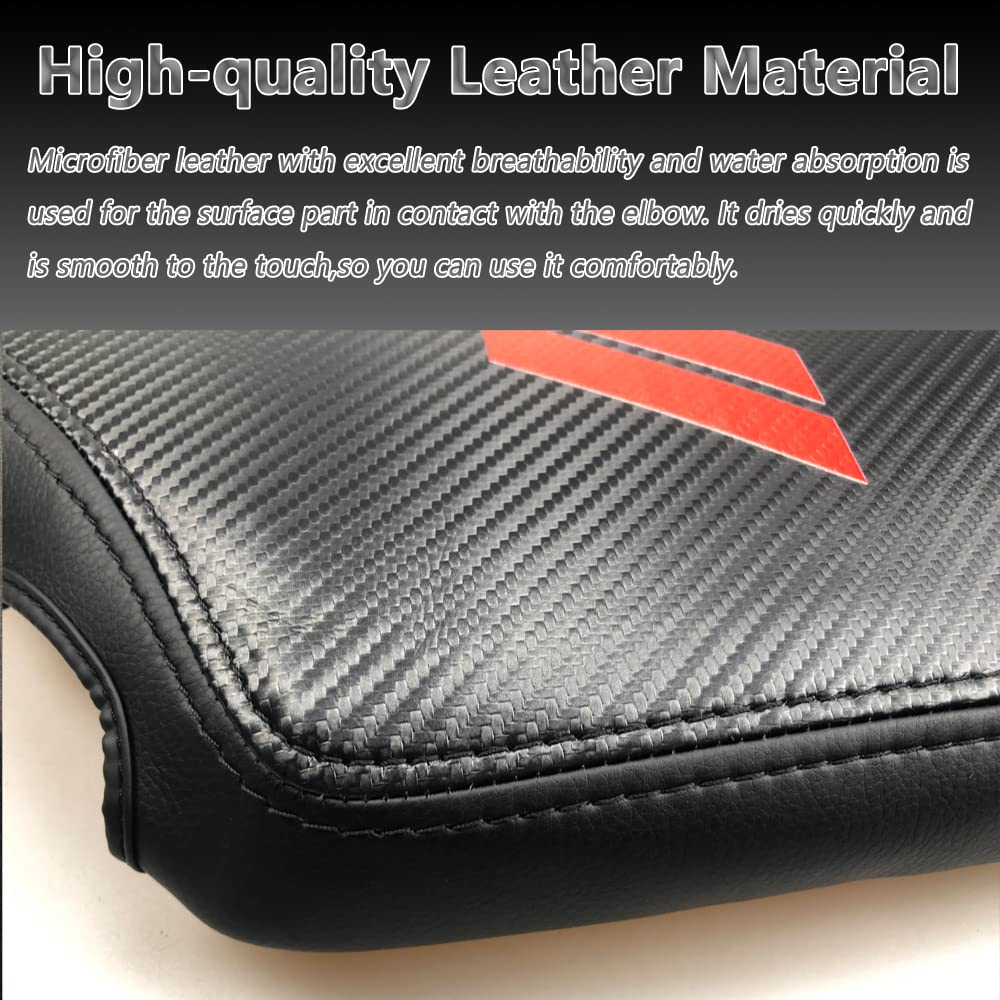 Cebat Center Console Armrest Box Cover Anti-Scratch Leather Auto Central Armrest Protector Pad Interior Decoration Accessories Fit For Dodge Challenger 2015-2023(Carbon Fiber)