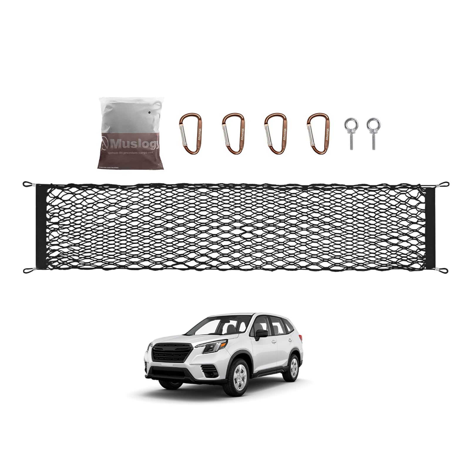 Muslogy Envelope Style Rear Trunk Mesh Cargo Net Compatible With 2025 Subaru Forester Base Premium Sport Limited Touring Accesso