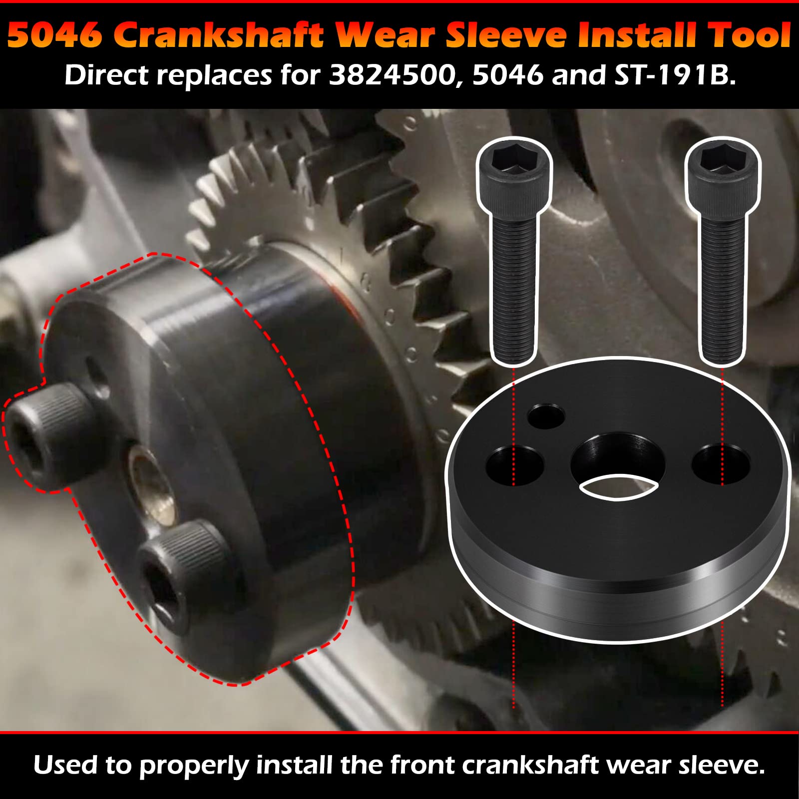 5046 Crankshaft Wear Sleeve Install Tool & 1338 Front Cover Crankshaft Seal Installation Tool Perfectly Fits For Dodge Cummins 3.9L 5.9L 6.7L Diesel Engines