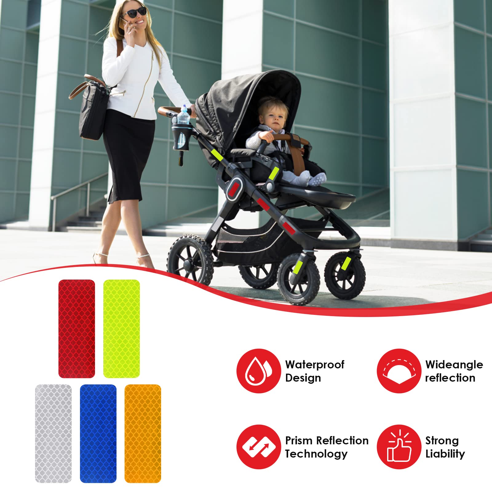 Abeillo 30 Pieces Safety Reflective Stickers, Warning Reflective Stickers Stick-on Car Reflector Sticker Waterproof Reflective T