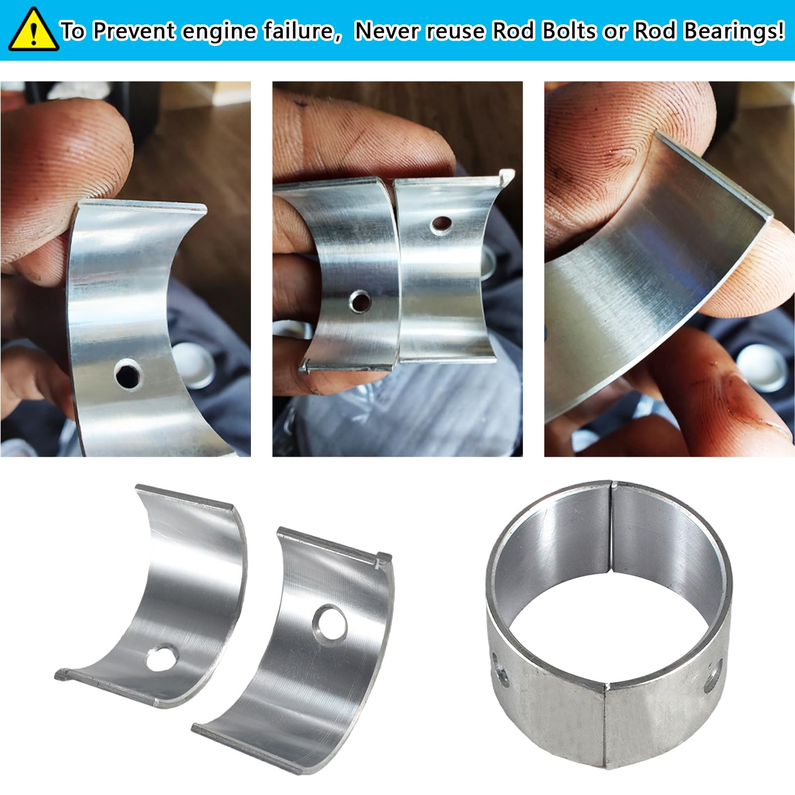 VCUJSUC Billet Rod Bearing & Bolt Set for Harbor Freight Predator 224cc Engines for Honda & Clone GX200 GX160 196cc 6.5Hp Engine