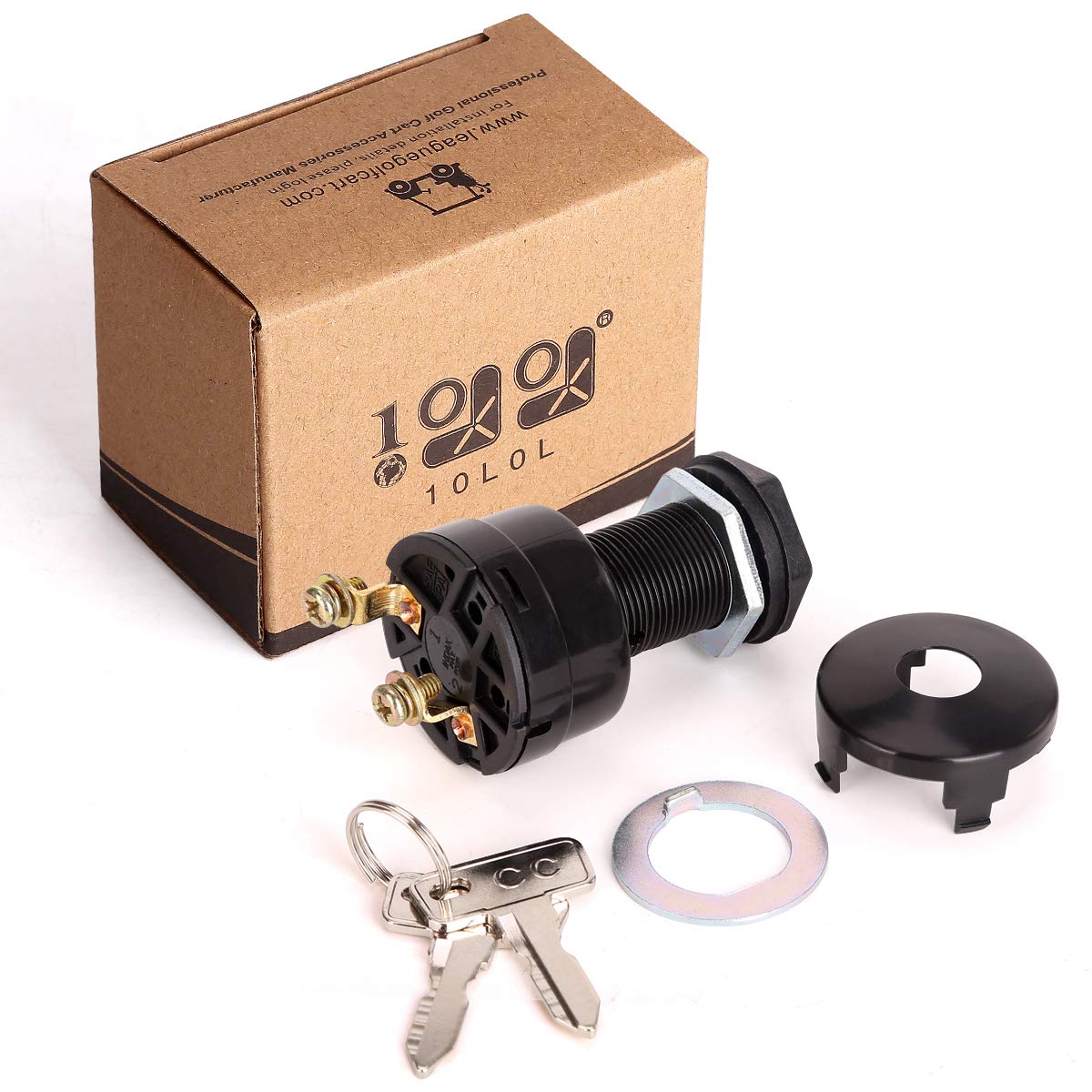 10L0L Golf Cart Ignition Switch 2-PIN for 36V - 48V Electric Golf Cart Club Car DS (1996 Up) Replacement Part 101826201 - with 2