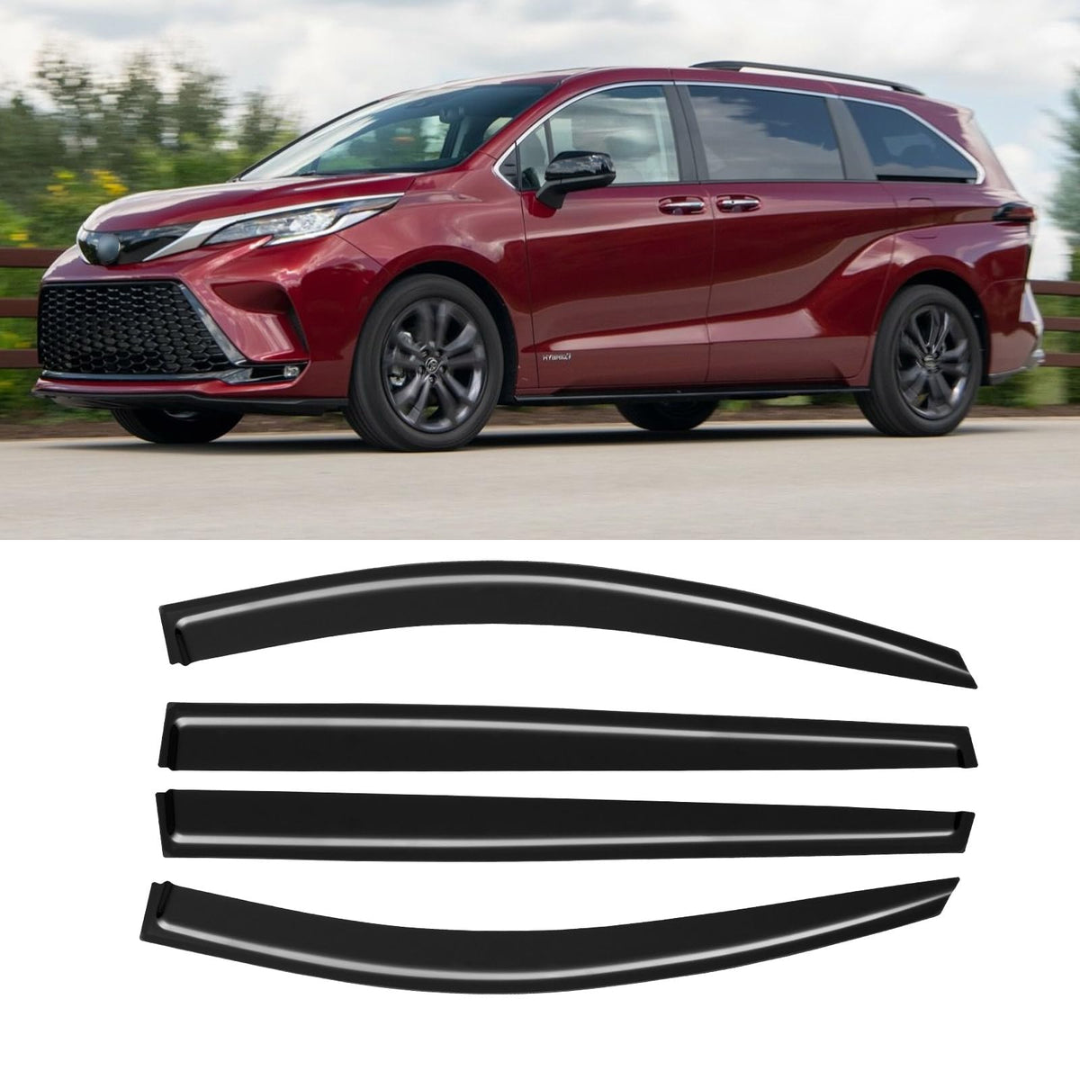 AWVRG Window Rain Guards for 2021-2024 Toyota Sienna, Window Visor Guard Vent Wind Shade Deflector Rain Shield Protector Sun Vis