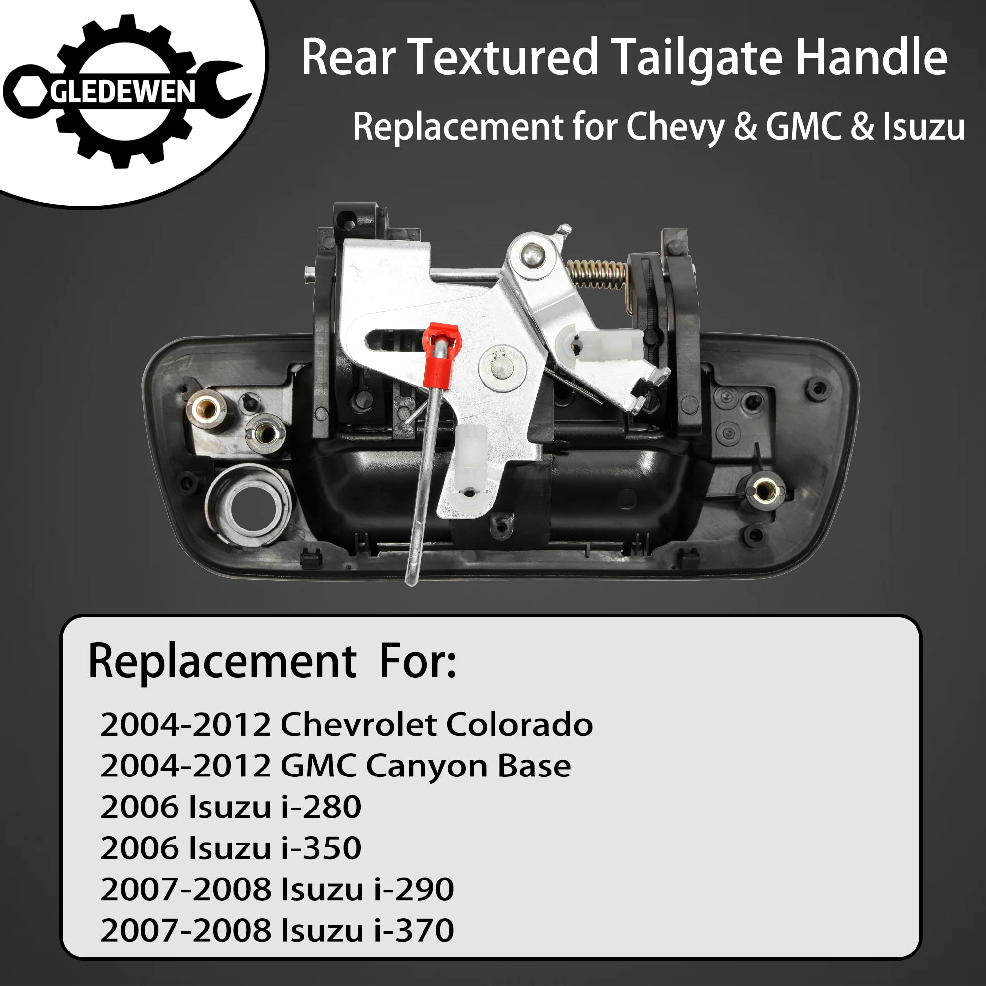 Tailgate Door Handle, Compatible with 2004-2012 Chevy Colorado & GMC Canyon & Isuzu i-280 / i-290 / i-350 / i-370, Exterior Rear