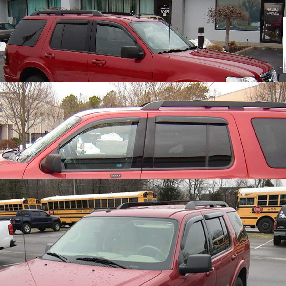 4Pcs Original Shatterproof Side Window Wind Deflector Tape On Sun Rain Guards Vent Window Visors For 02-10 Explorer Mercury Moun