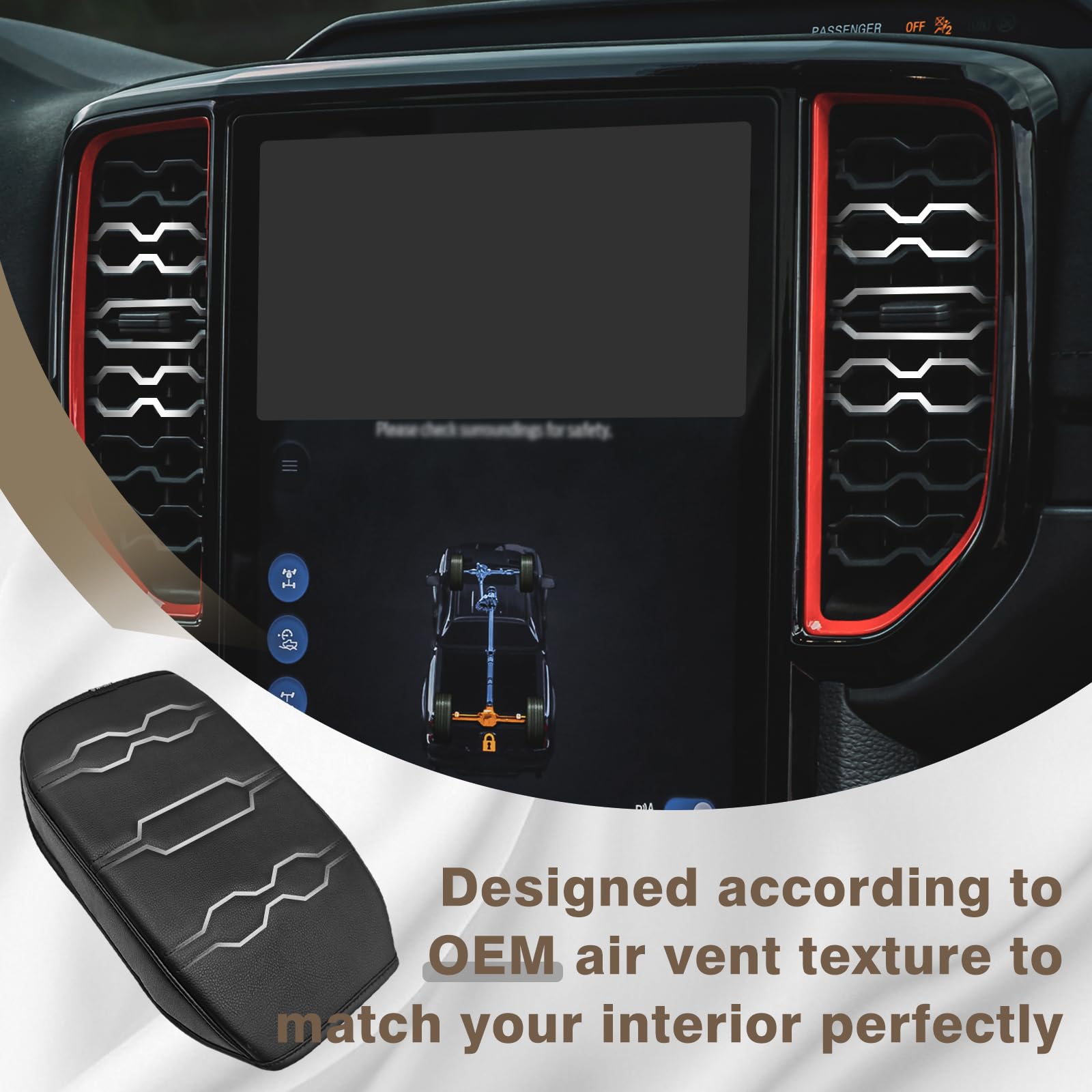 Muslogy Center Console Armrest Cover Compatible With Ford Ranger 2024 2025 Accessories Comfort Armrest Pad Cushion Box Lid Cover