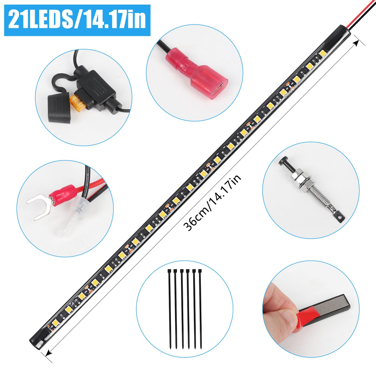 Greceyou Under Hood Led Light Kit, Waterproof 12V Car Led Lights Bars Car Hood Work Inspection Lights Underhood Work Light Kit W