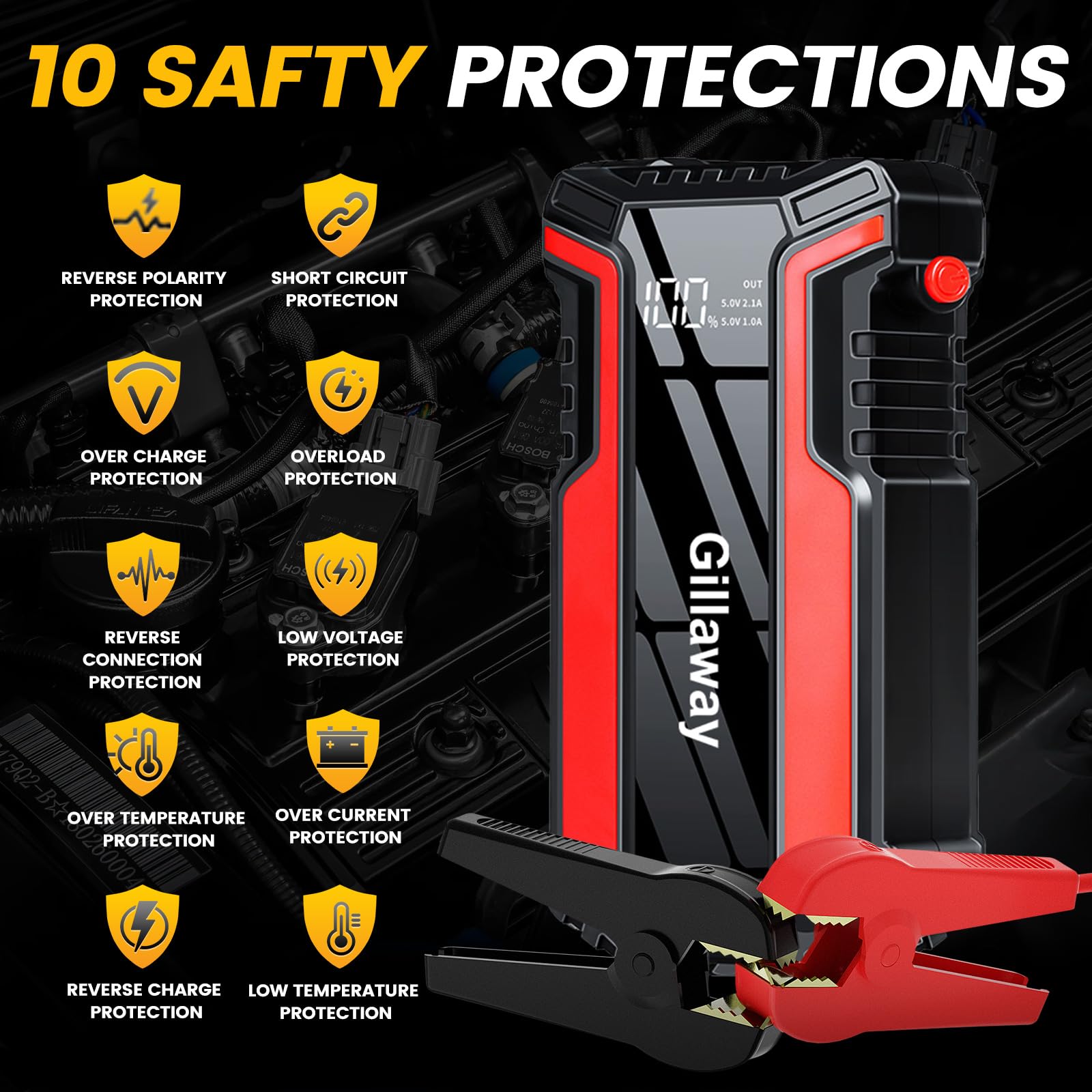 016 Jump Starter 5000A Peak, Jump Starter Battery Pack Up To 50 Jump Starts, 12V Jump Box For Car Battery, Up To 9.0L Gas And 7.