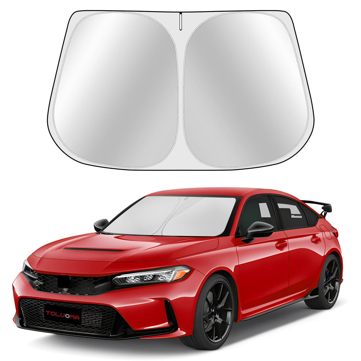 Toluoma Custom Fit Windshield Sun Shade For Honda Civic 2022-2025 11Th Gen- Full Coverage, 210T Reflective Fabric, Double-Layer