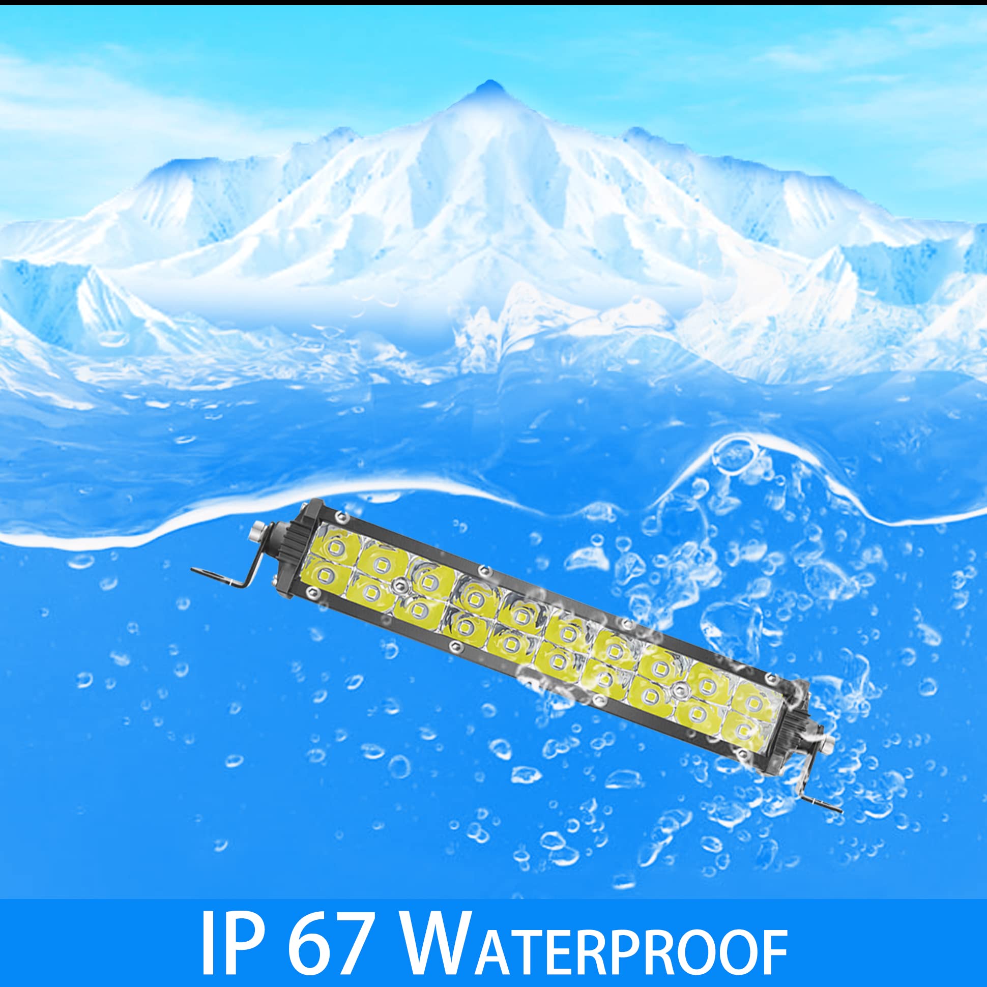 San-Young Slim 7 Inch Led Light Bars, 12V-60V Off Road Driving Truck Led Bar Lights 60W 6000Lm Combo Off Road Lights, Waterproof