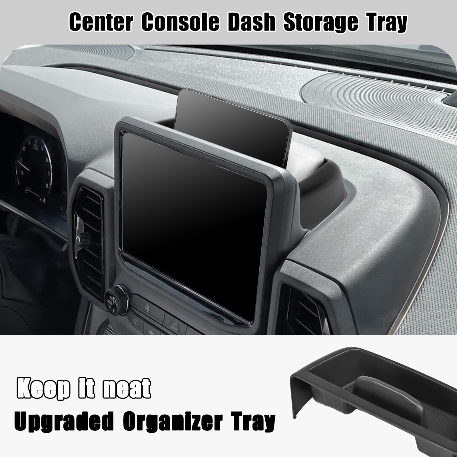 Neepiar 3Pcs Center Console Organizers Compatible With 2021-2024 Ford Bronco Sport Cx430 Dash Storage Tray And Armrest Storage B