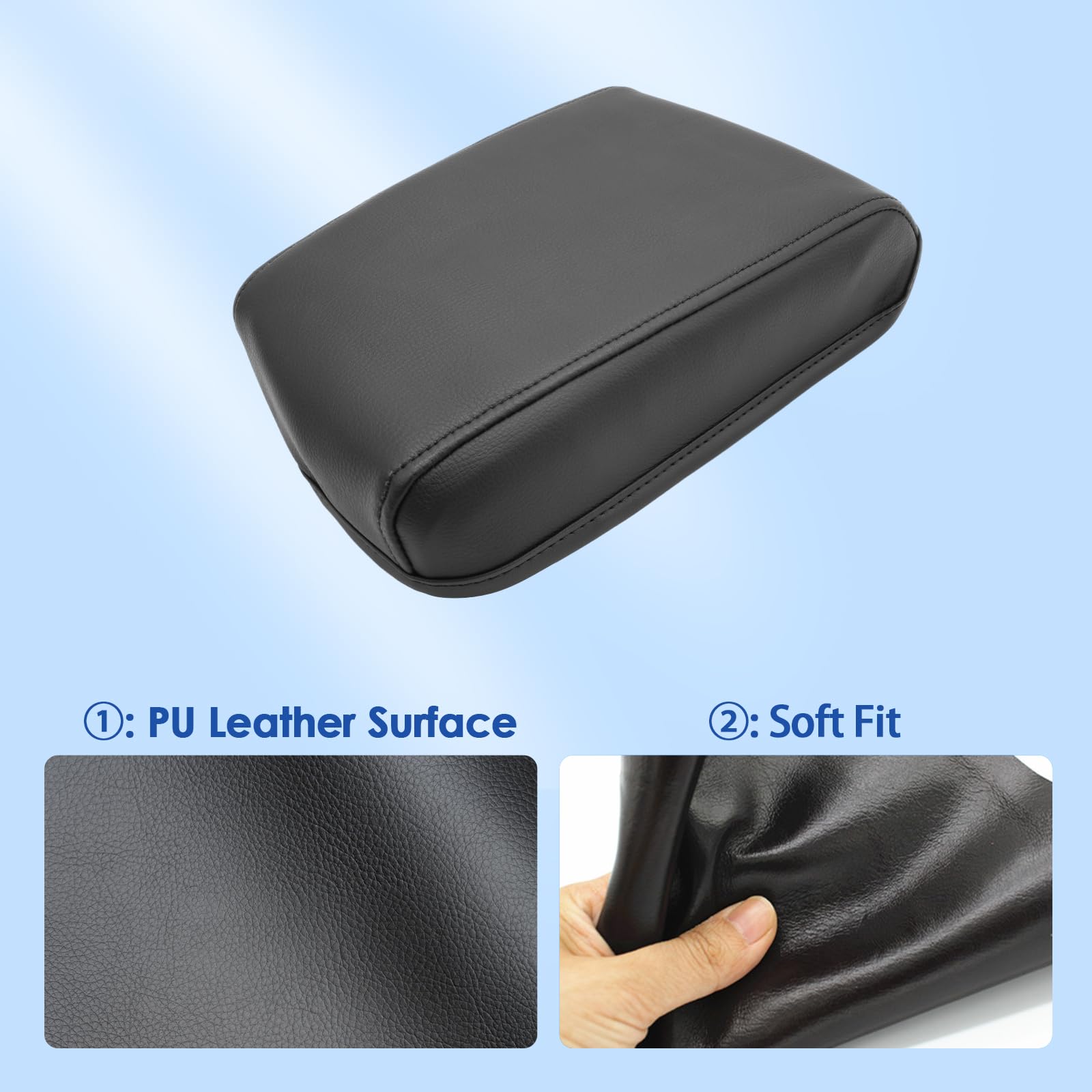 Coleya Waterproof Leather Center Console Cover for 2018-2024 VW Tiguan S/SE/SEL R-Line, Comfy Armrest Protector, Black