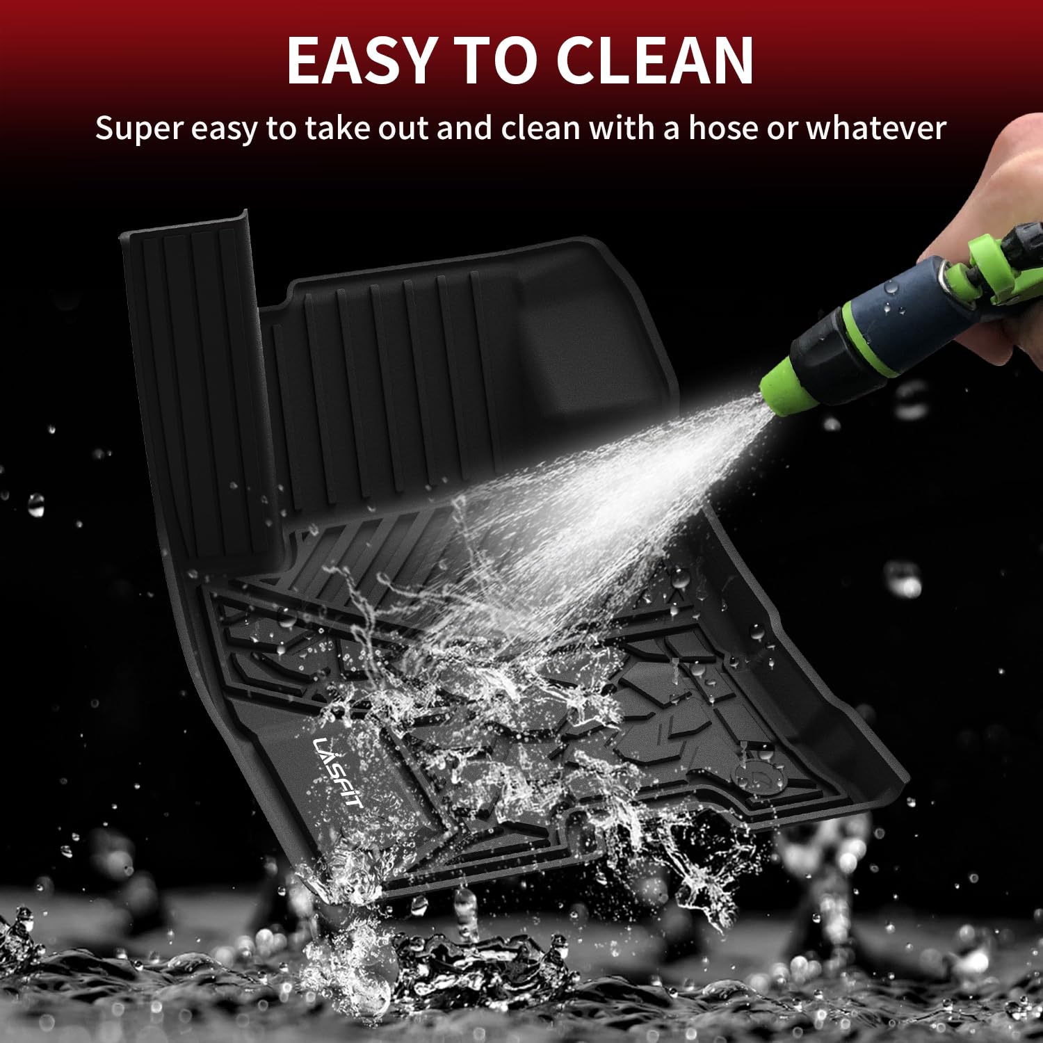 LASFIT Black All Weather Floor Mats for Ford Maverick 2022-2025 (Hybrid Models) - TPE Truck Liners for 1st & 2nd Row