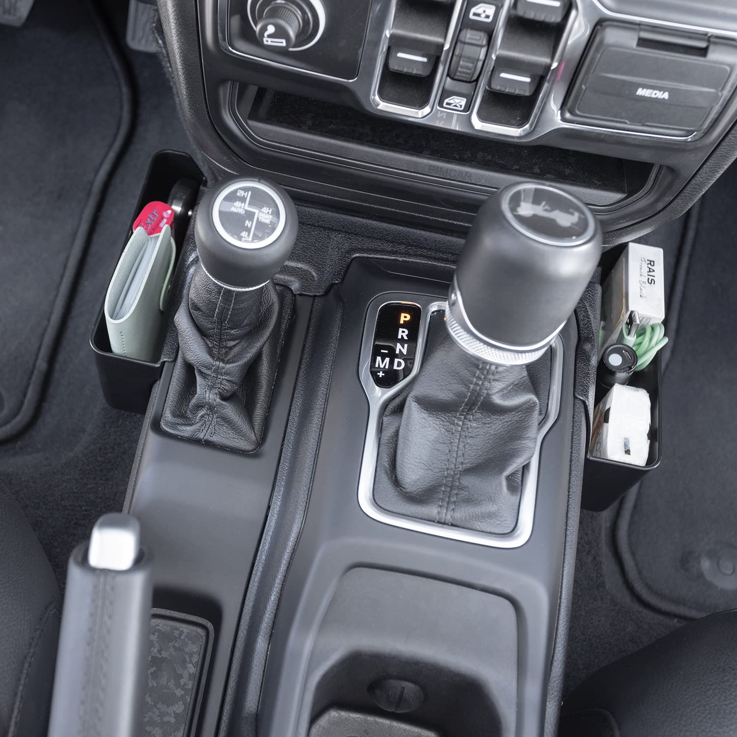 PIMCAR 2-Piece Upgrade Tray Organizer Set for Jeep Wrangler JL/JLU (2018-2025) & Gladiator JT (2020-2025) - Gear Shift Side and