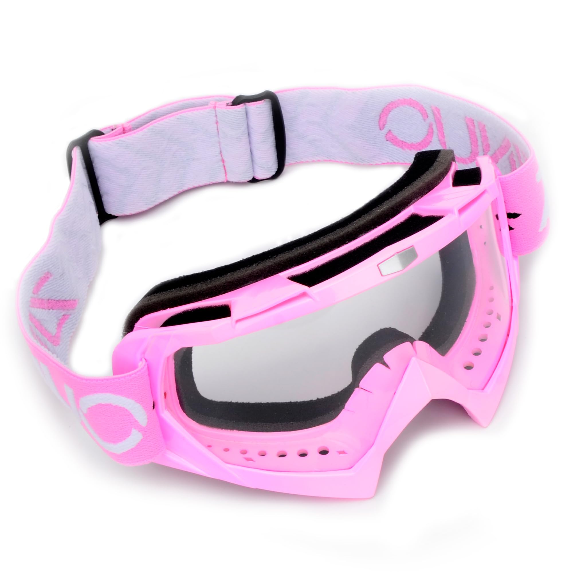ZJNUO ATV Goggles with Balaclava face Mask for Men Women and Youth, Dirt Bike Motorcycle Motocross Riding Ski Goggles (Pink Clea