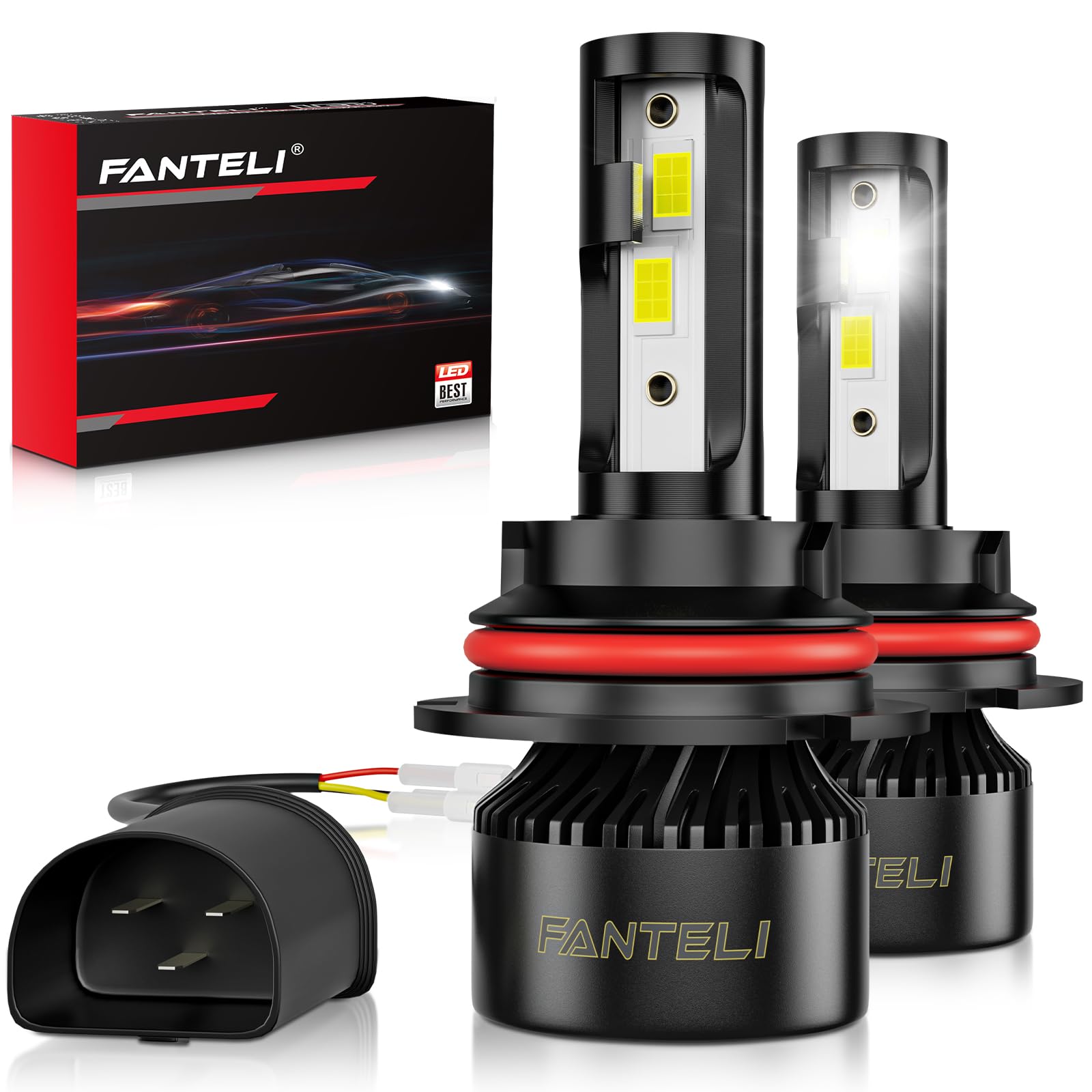 Fanteli 9007 Led Bulbs, 34000Lm 800% Brighter 1:1 Size Backup Hb5 Bulb, Plug And Play 6000K Cool White, Ip68 Waterproof Replacem