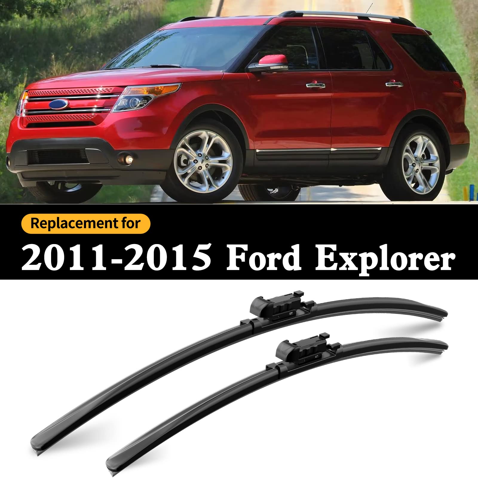 Gardimu Front And Rear Windshield Wiper Blades, 3 Pcs Front And Back Windshield Wipers Blades Replacement For Ford Explorer 2011